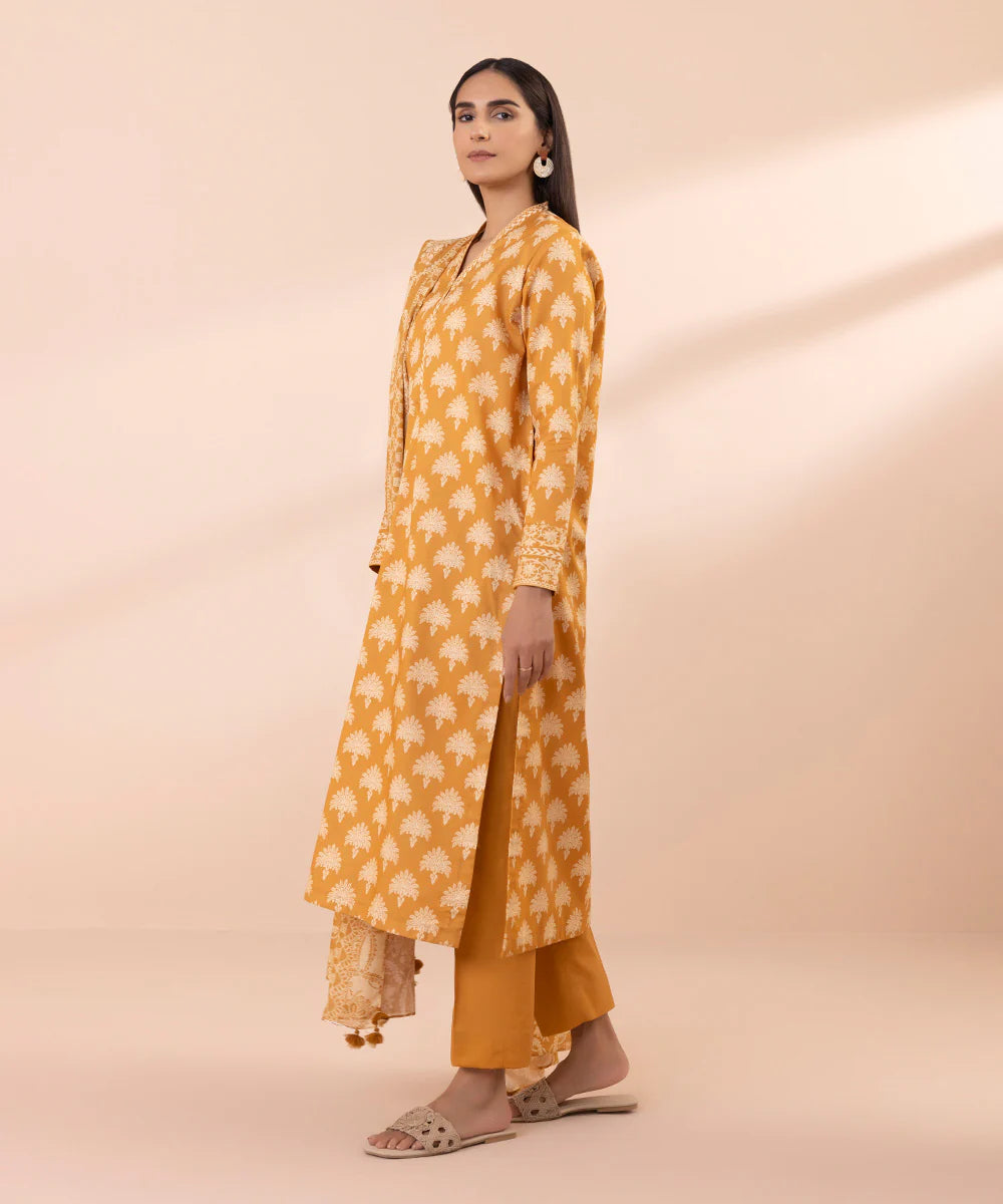 Sapphire Mustard Yellow 3 Piece Lawn Outfit