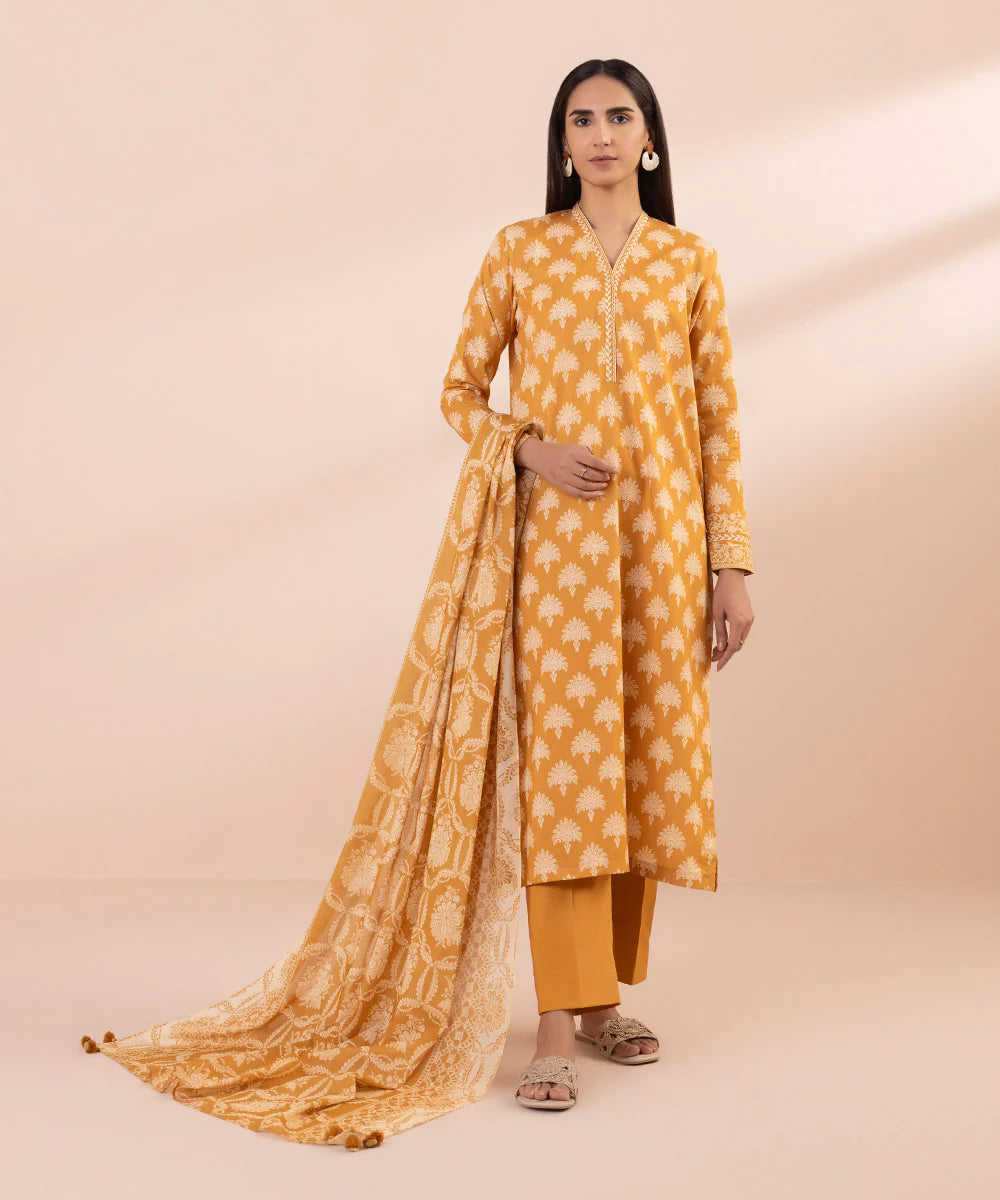 Sapphire Mustard Yellow 3 Piece Lawn Outfit