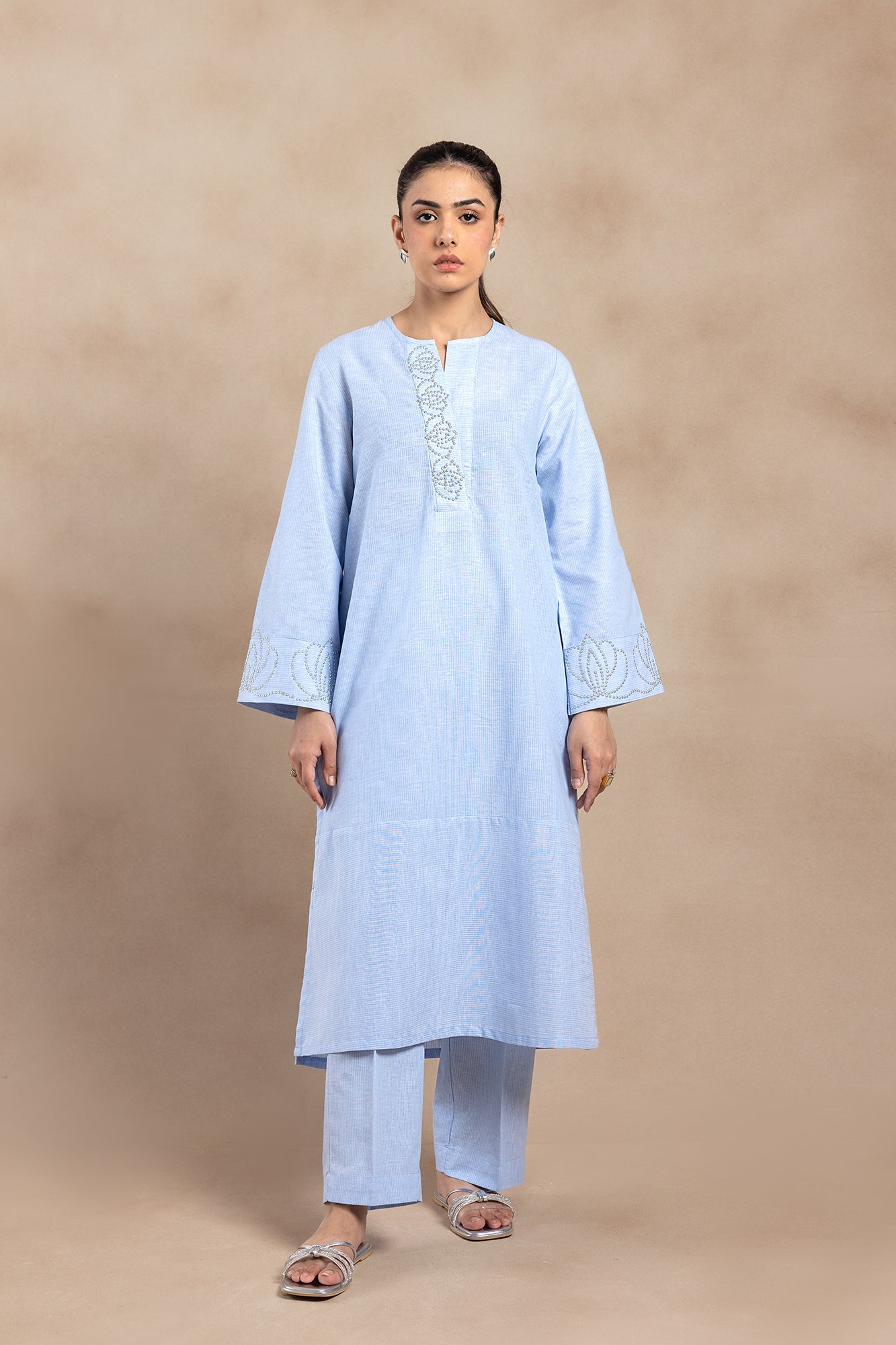 Ethnic Baby Blue 2 Piece Cotton Outfit