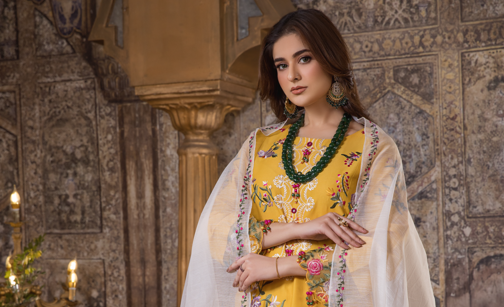 Yellow and White 3 Piece Designer Lawn Outfit