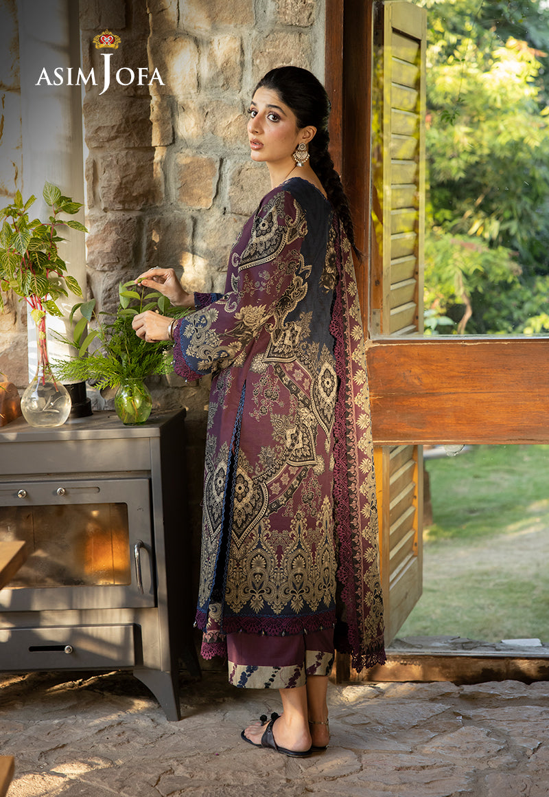 Asim Jofa Purple 3 Piece Khaddar Outfit