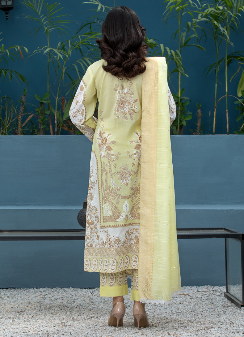 Lime 3 Piece Designer Lawn Outfit