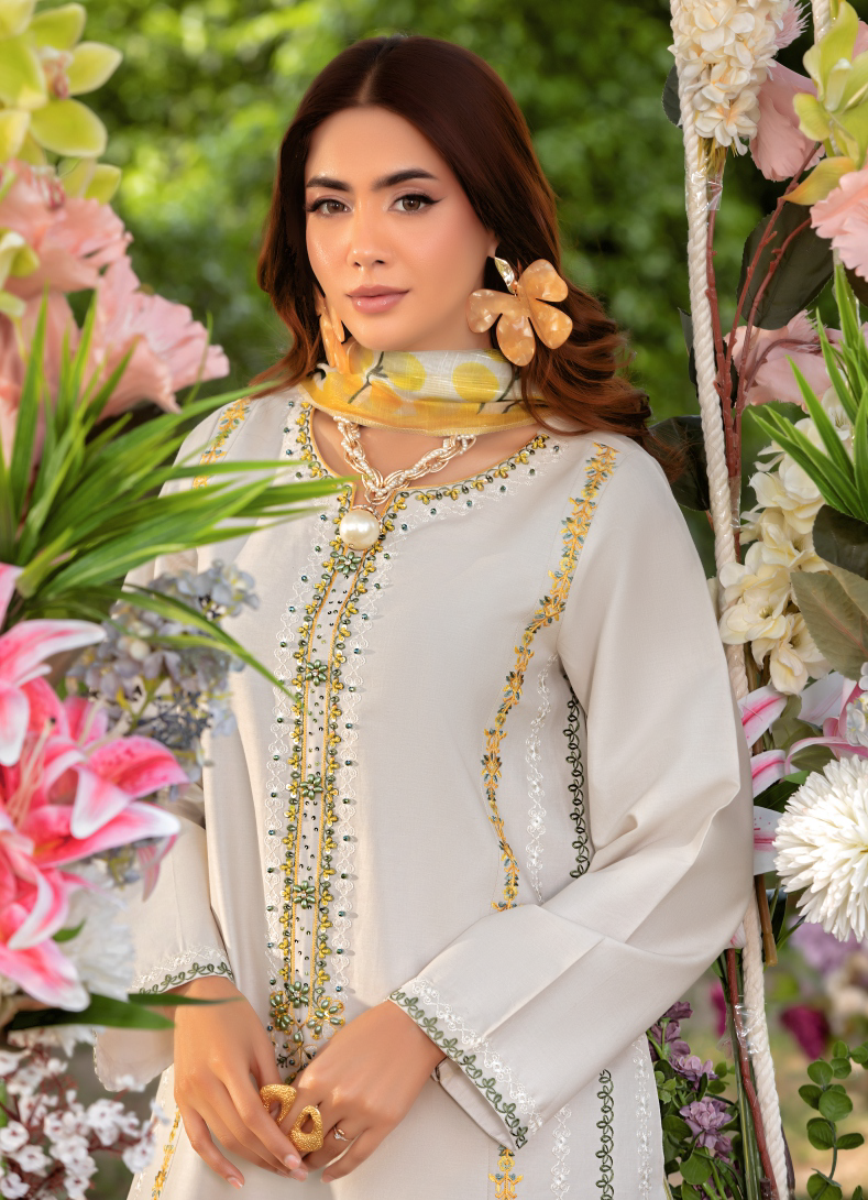 Light Grey 3 Piece Designer Lawn Outfit