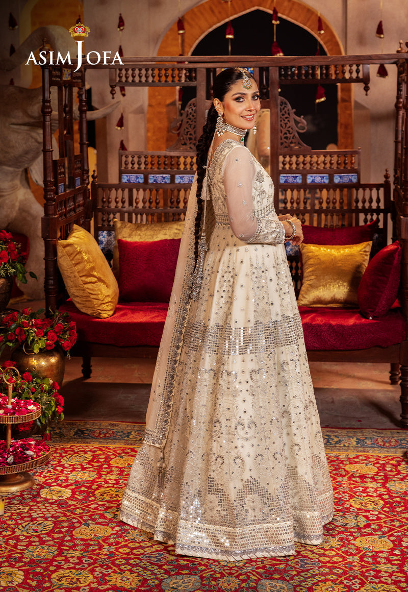 Asim Jofa White 3 Piece Chiffon Anarkali Outfit