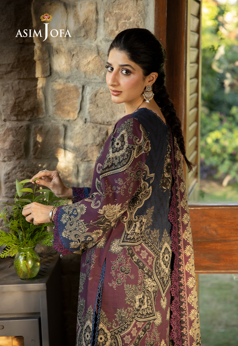 Asim Jofa Purple 3 Piece Khaddar Outfit