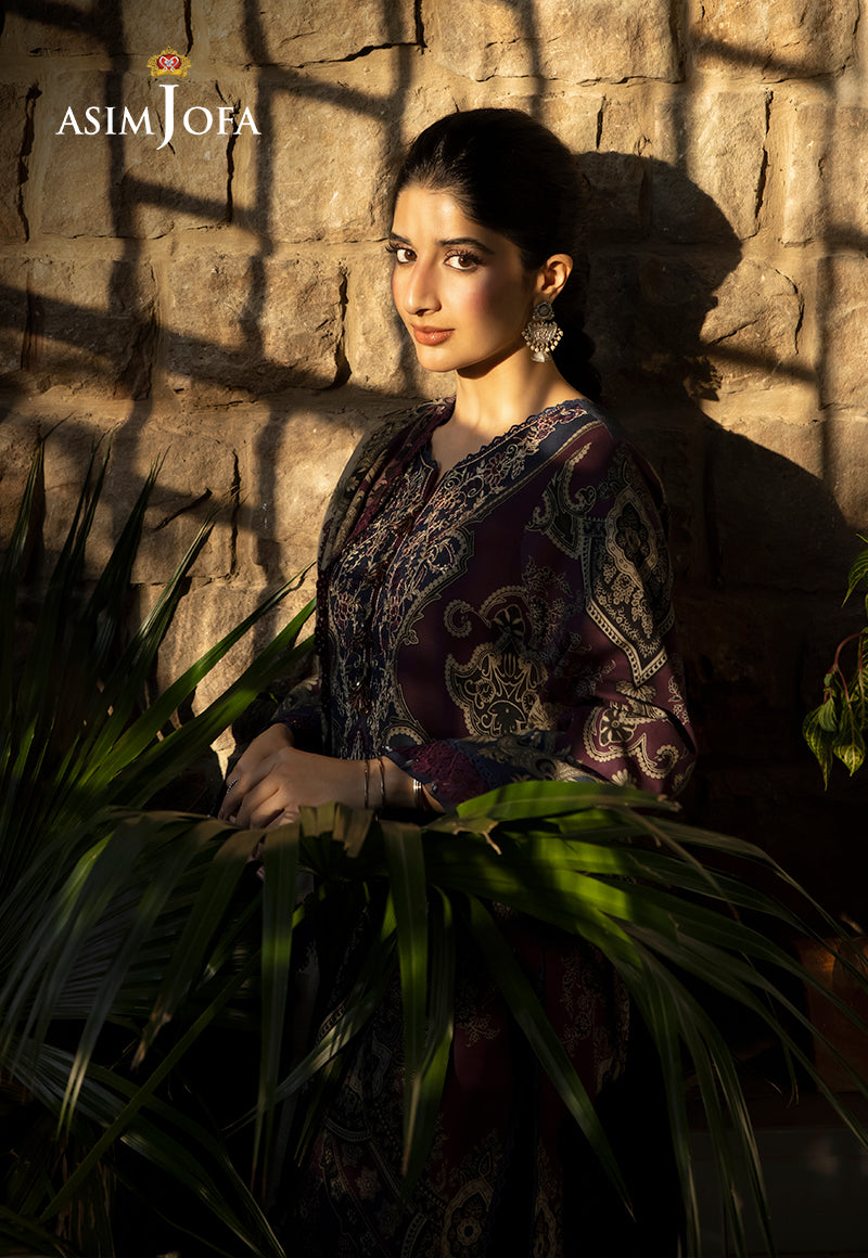 Asim Jofa Purple 3 Piece Khaddar Outfit