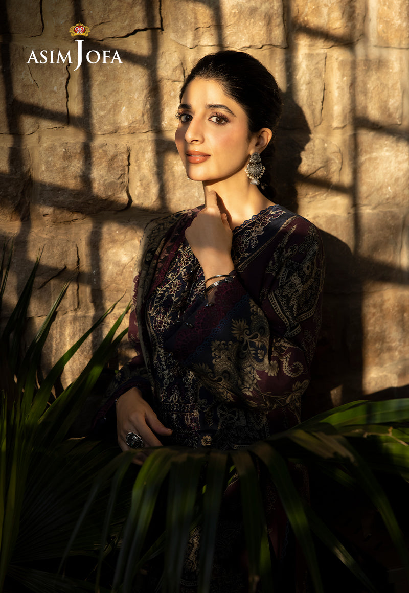 Asim Jofa Purple 3 Piece Khaddar Outfit