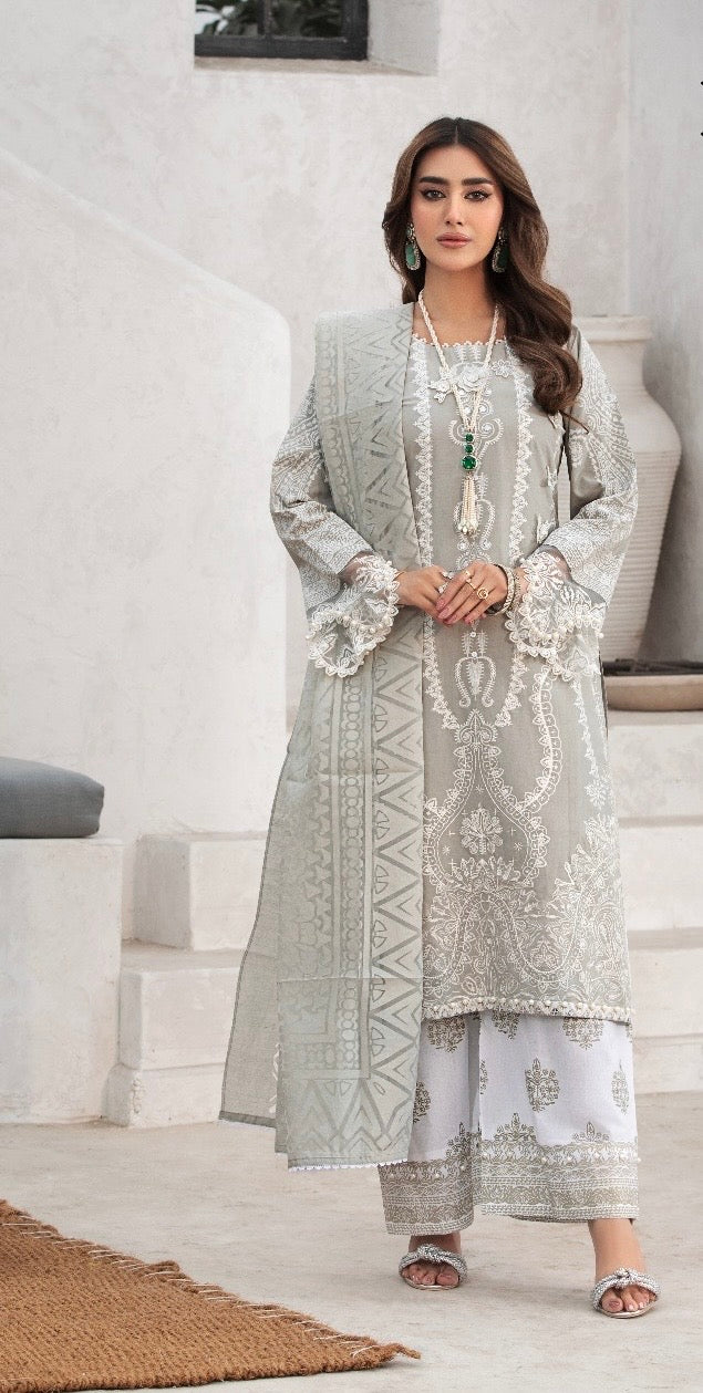 Grey 3 Piece Cambric Outfit