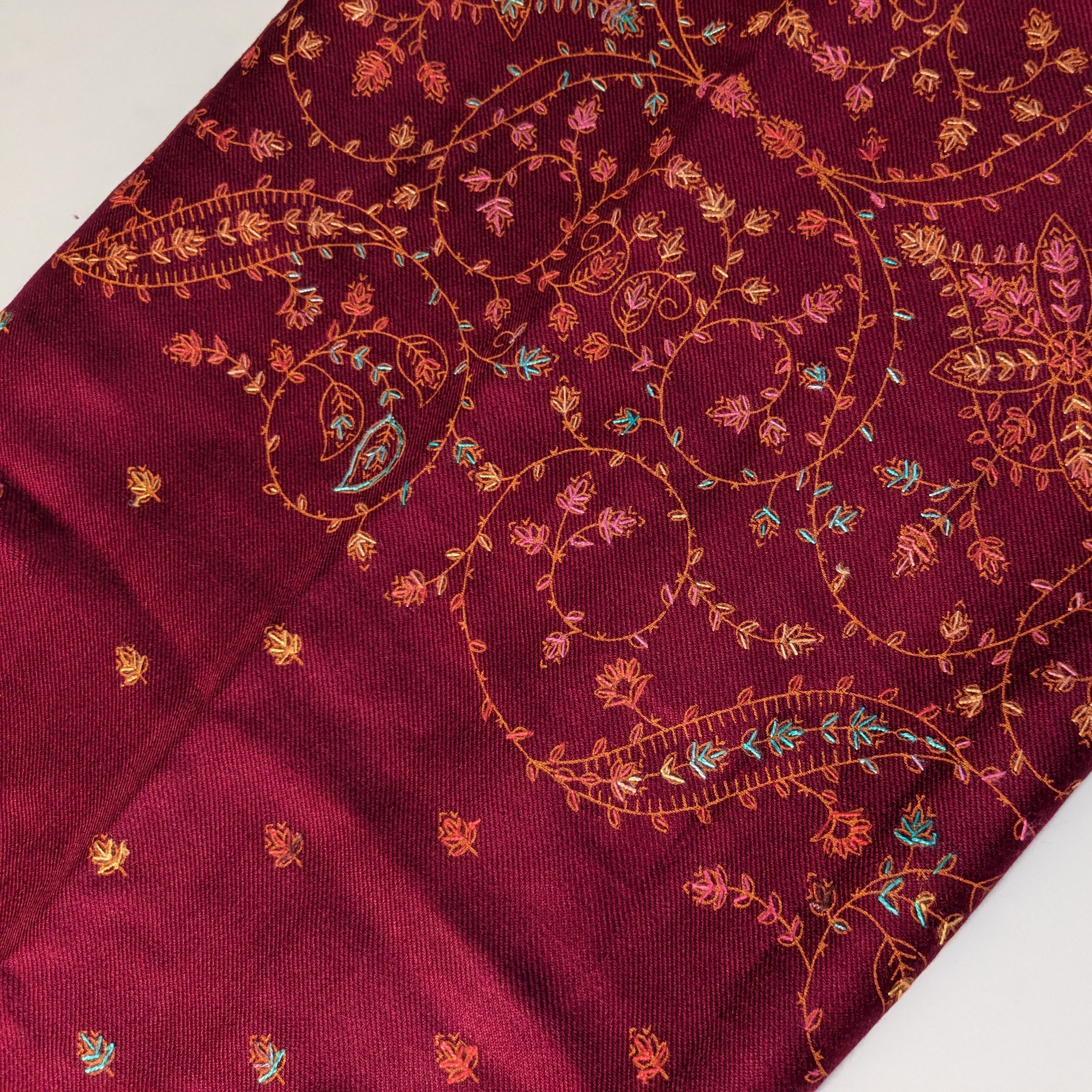 Maroon Embroidered Pashmina Shawl