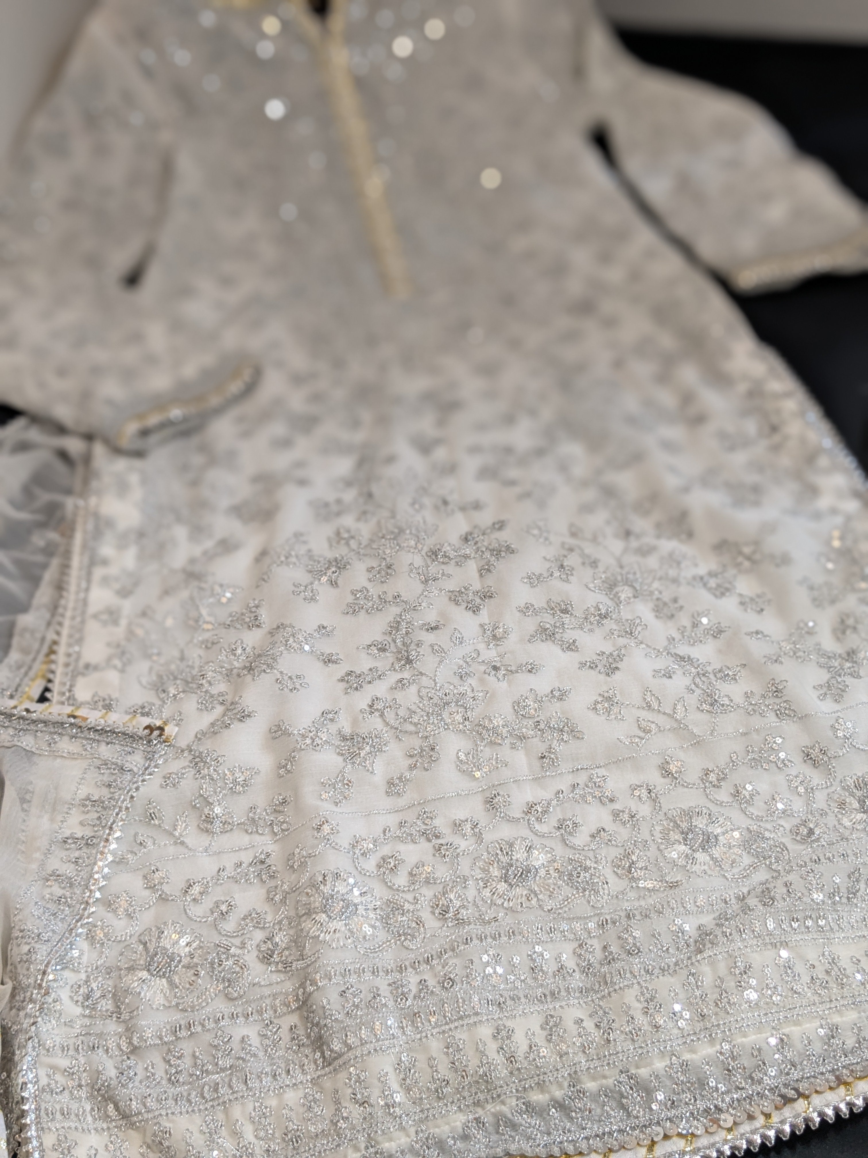 Asim Jofa Pearl White 3 Piece Chiffon Outfit