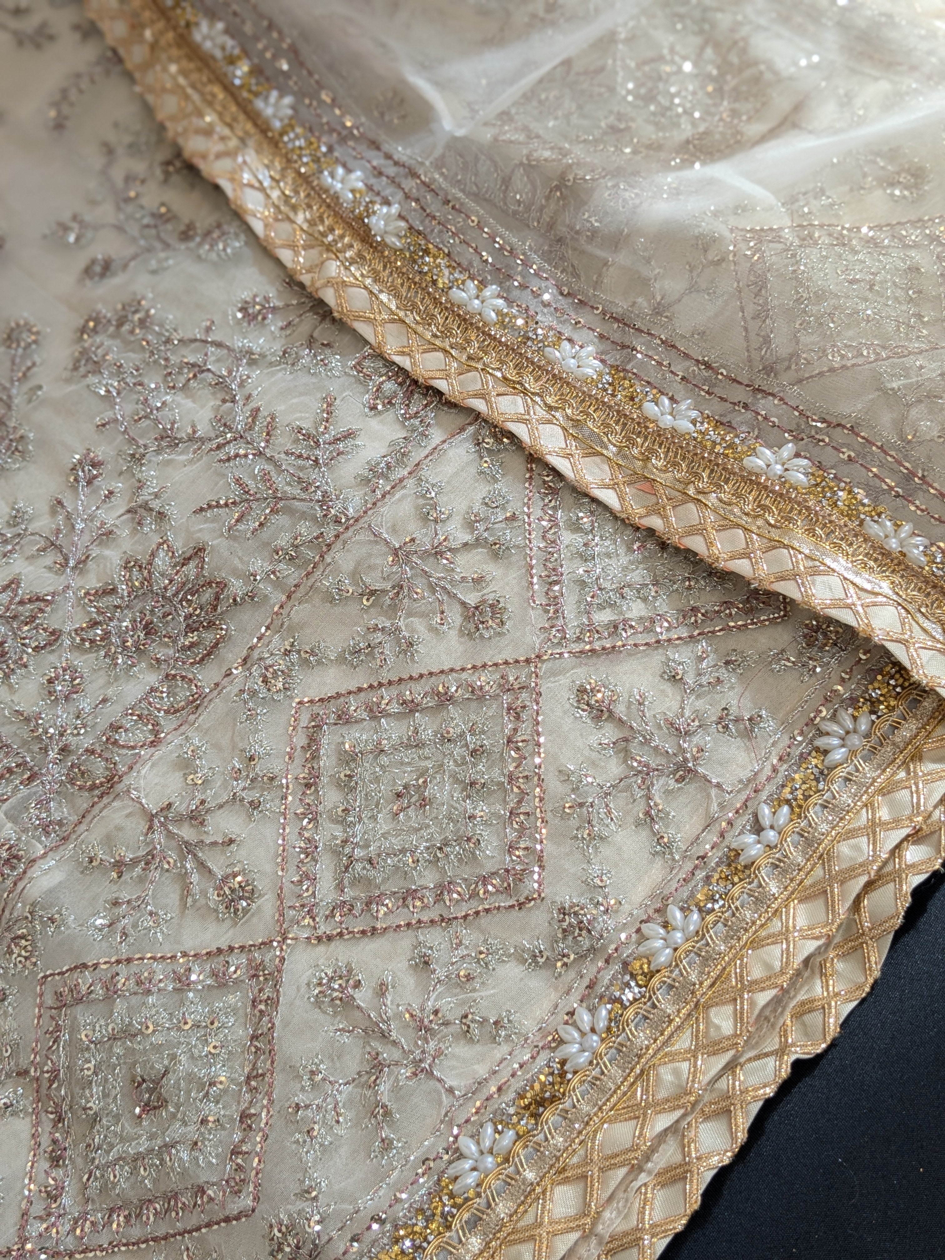 Asim Jofa Beige 3 Piece Organza Outfit