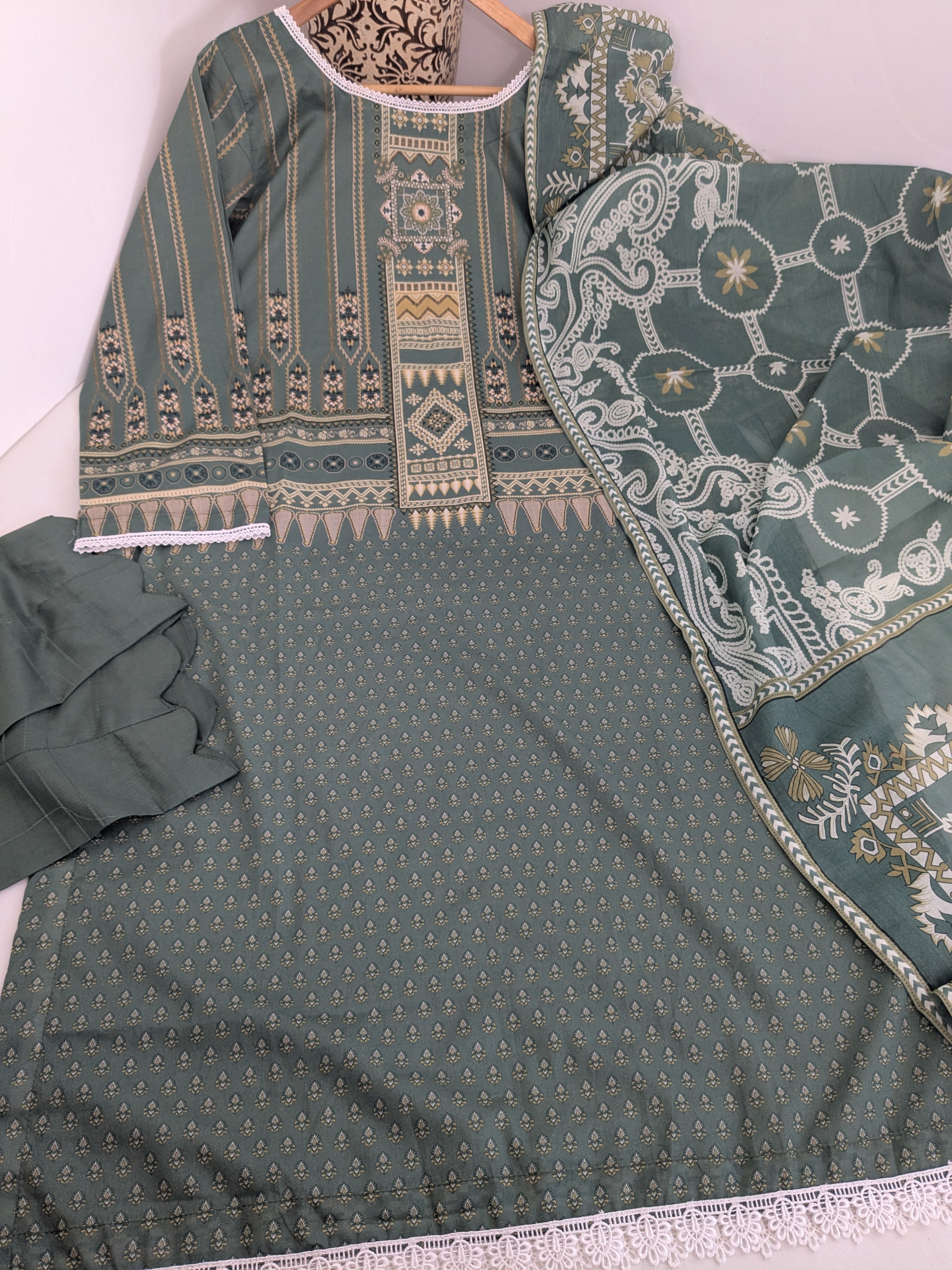 Khaadi Green 3 Piece Lawn Outfit