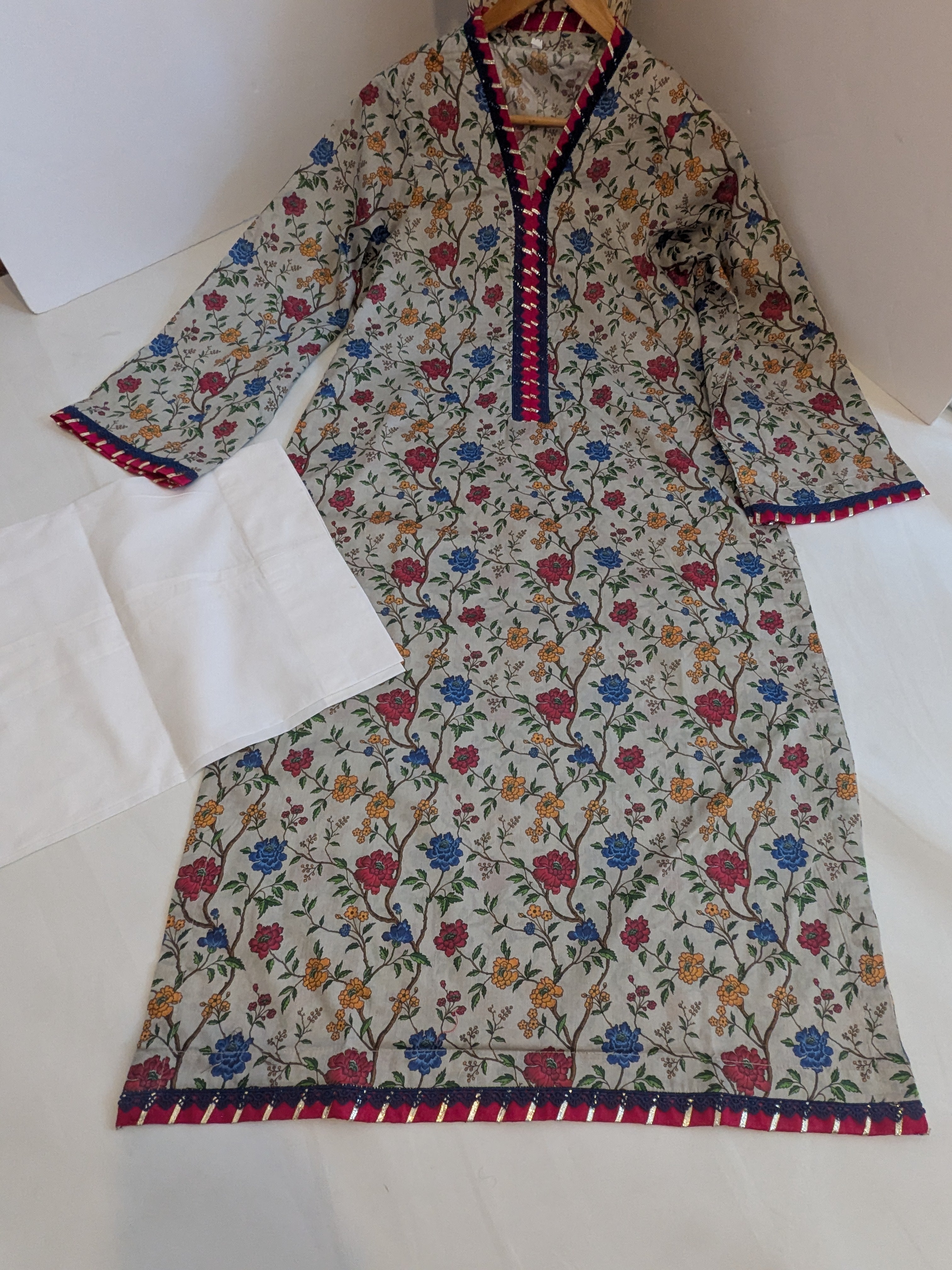 Beige Floral 2 Piece Lawn Outfit