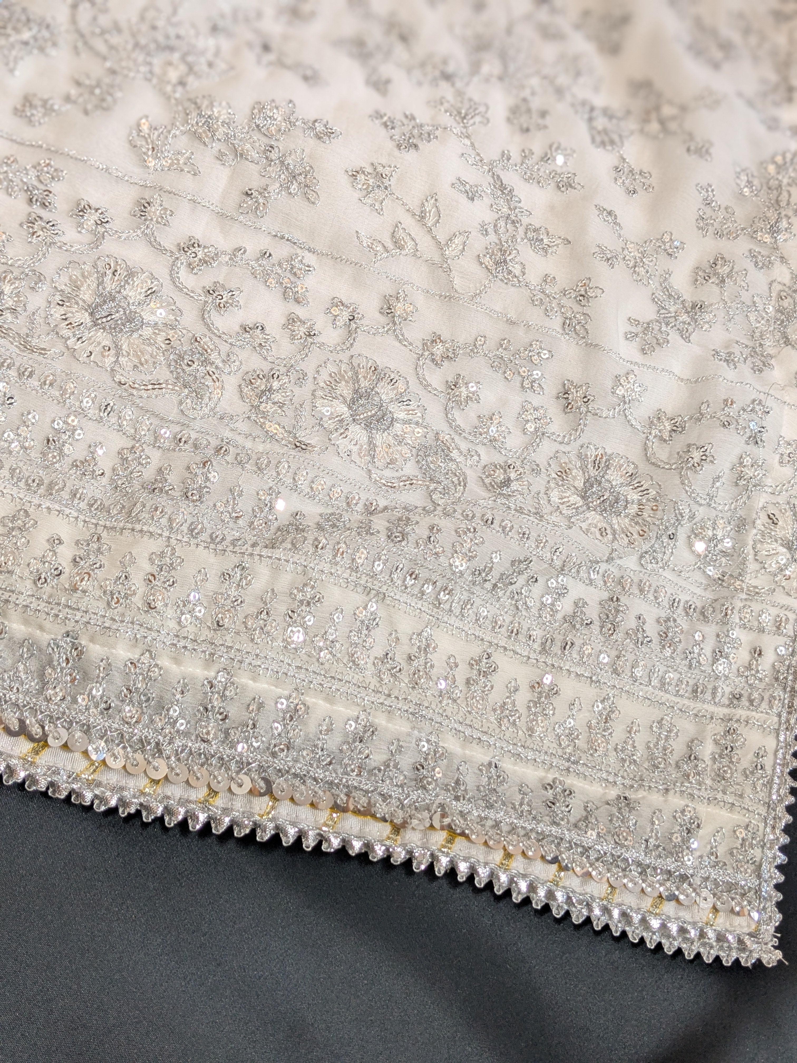 Asim Jofa Pearl White 3 Piece Chiffon Outfit