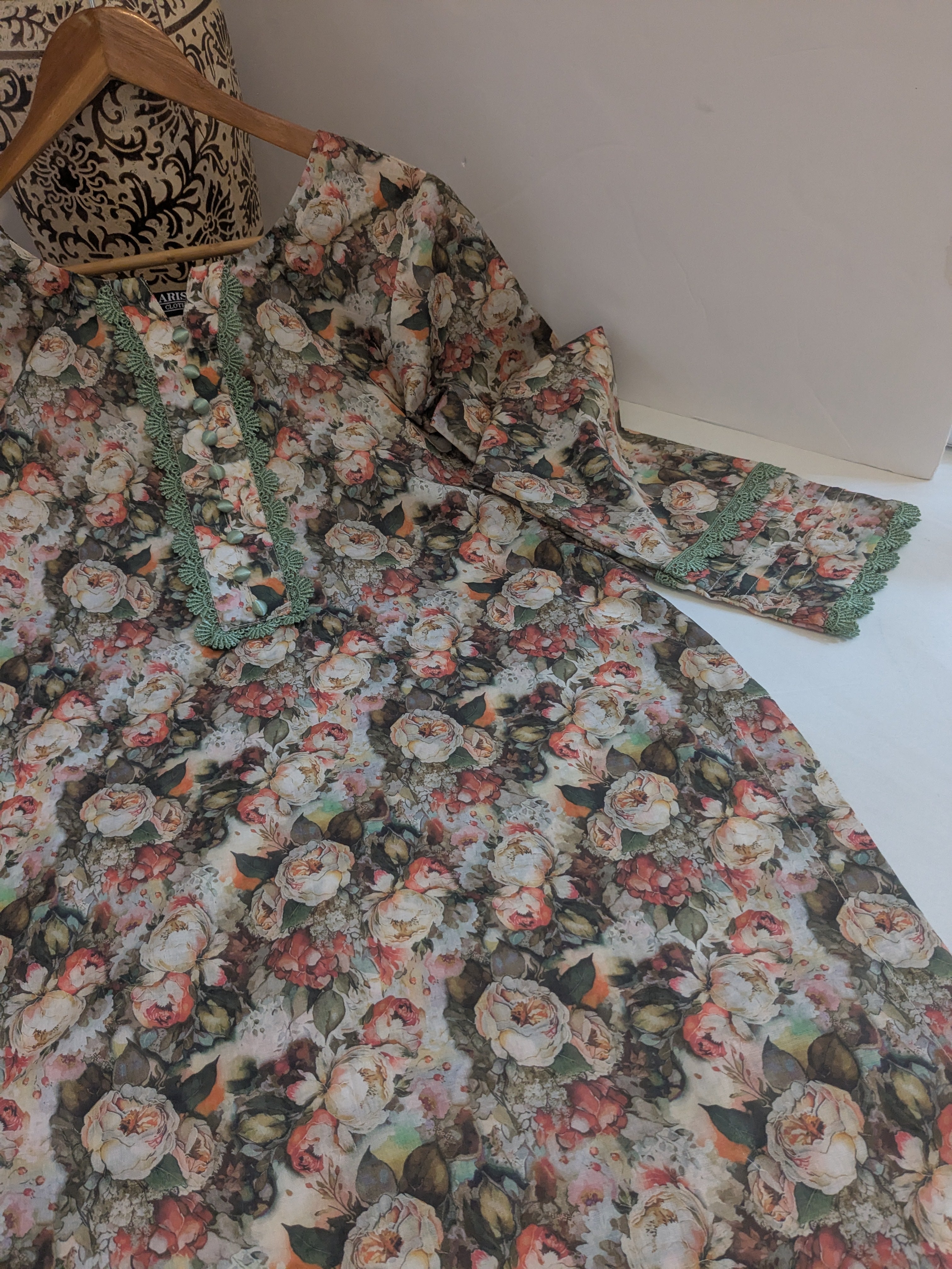 Ethnic Mint Floral 2 Piece Lawn Outfit