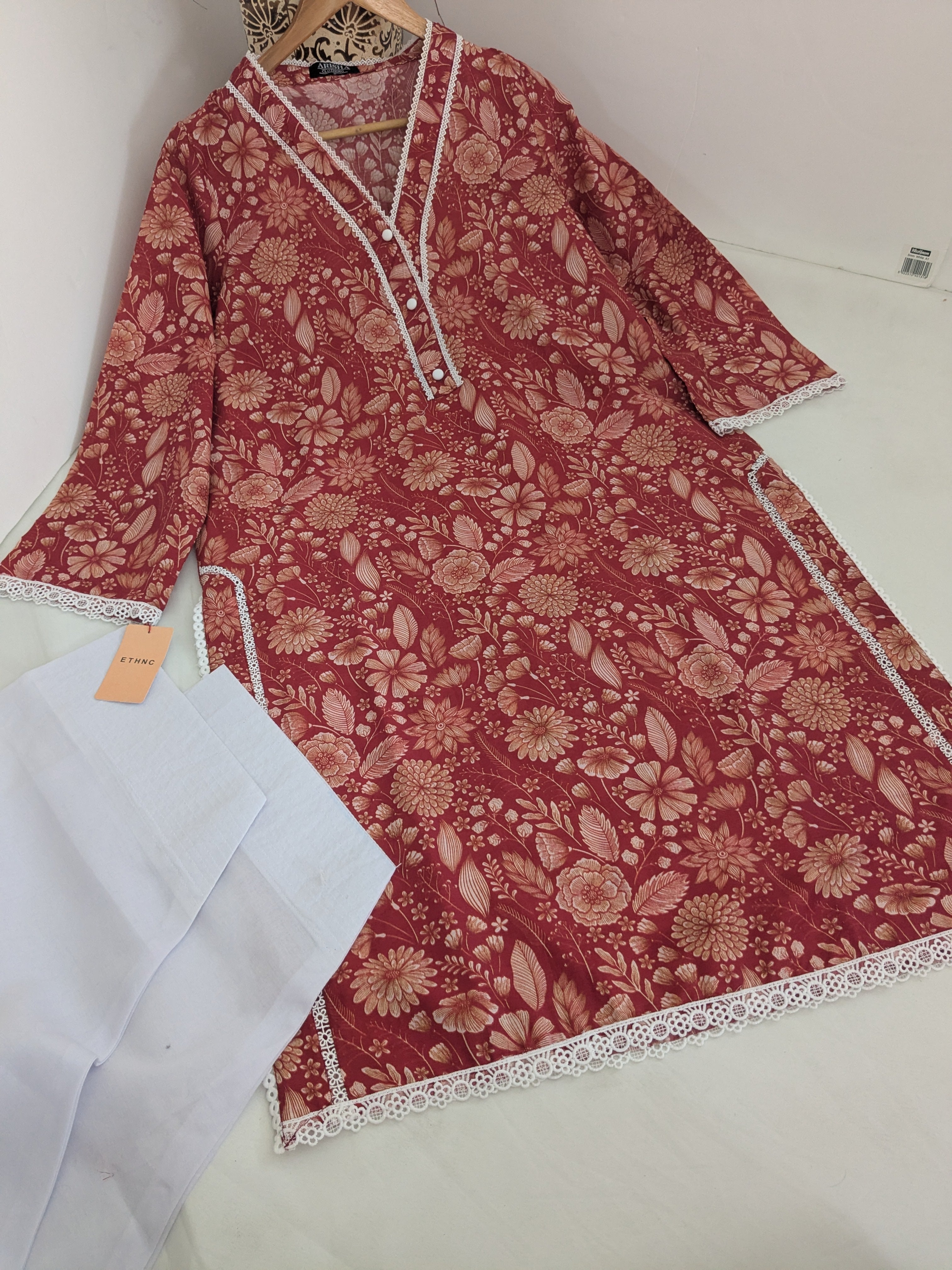 Ethnic Red Farshi 2 Piece Lawn Outfit