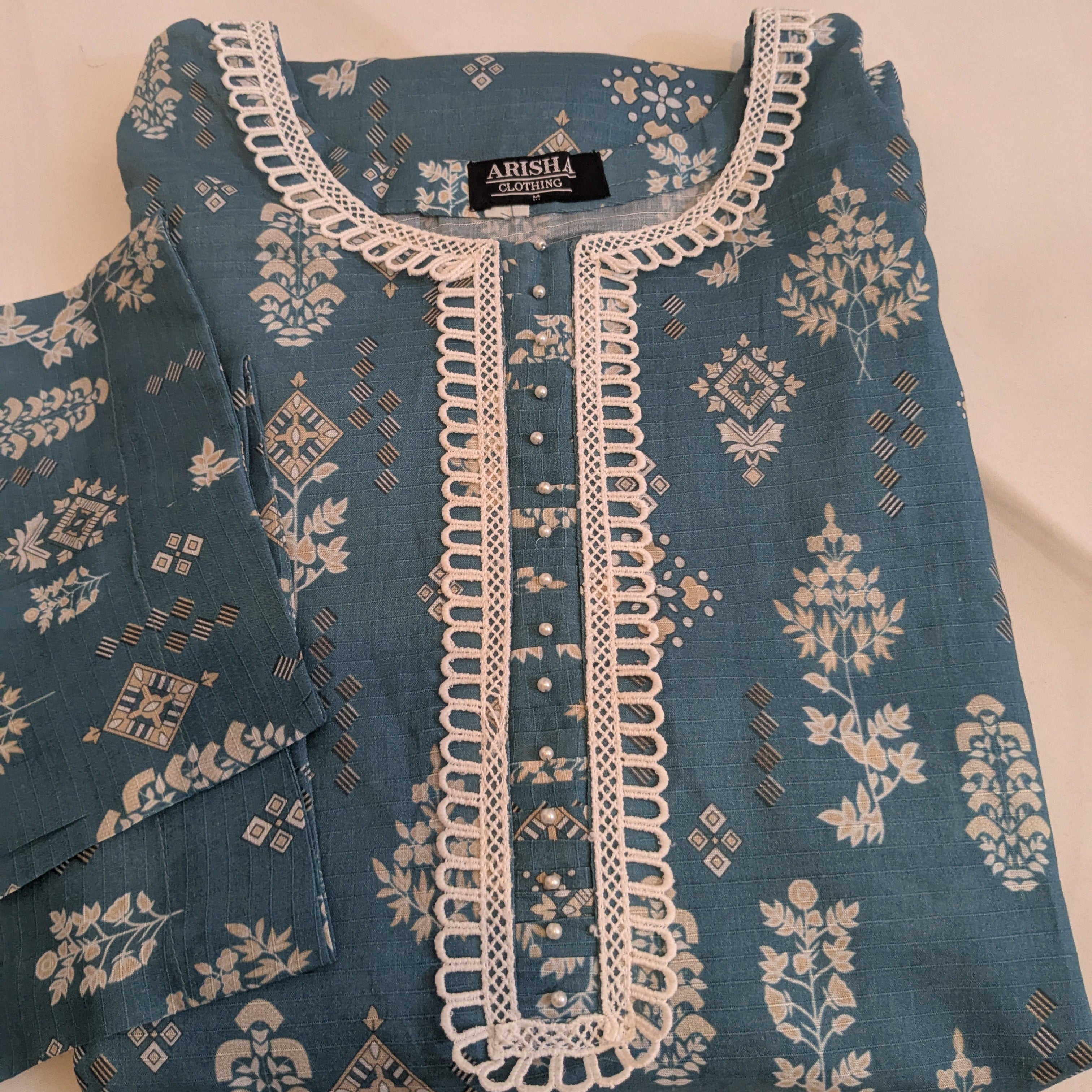 Khaadi Teal Blue 2 Piece Lawn Outfit