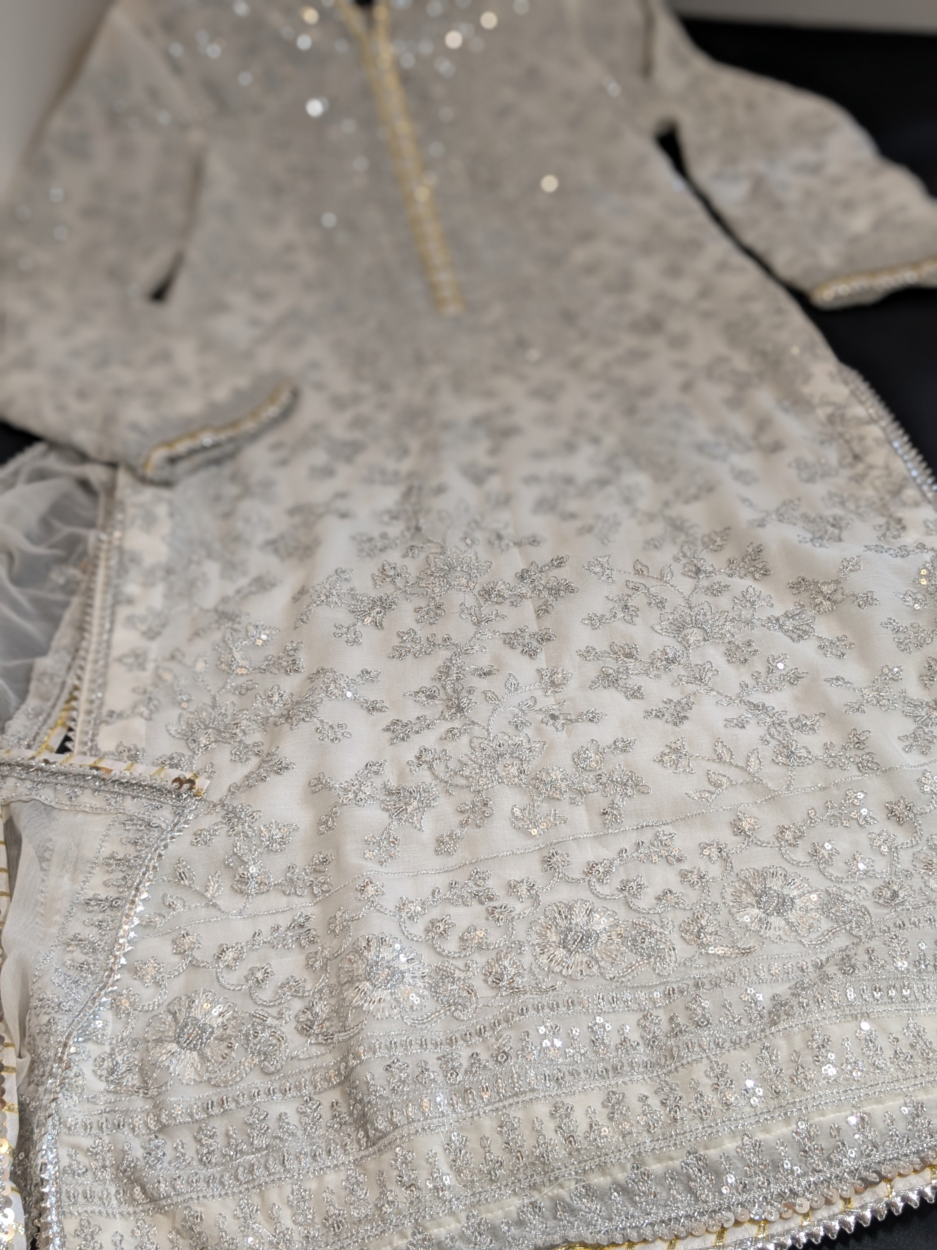 Asim Jofa Pearl White 3 Piece Chiffon Outfit