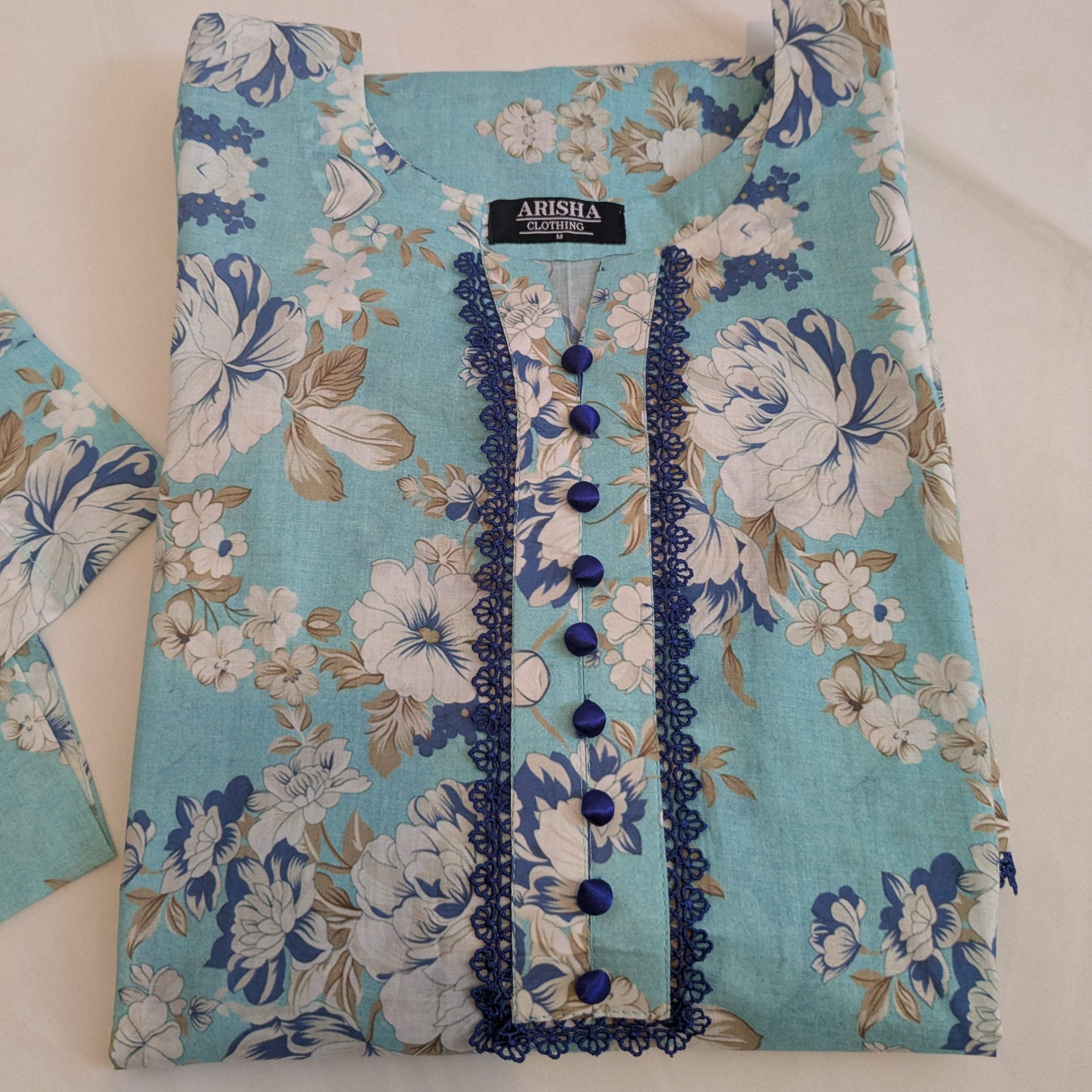 Ethnic Ferozi Floral 2 Piece Lawn Outfit