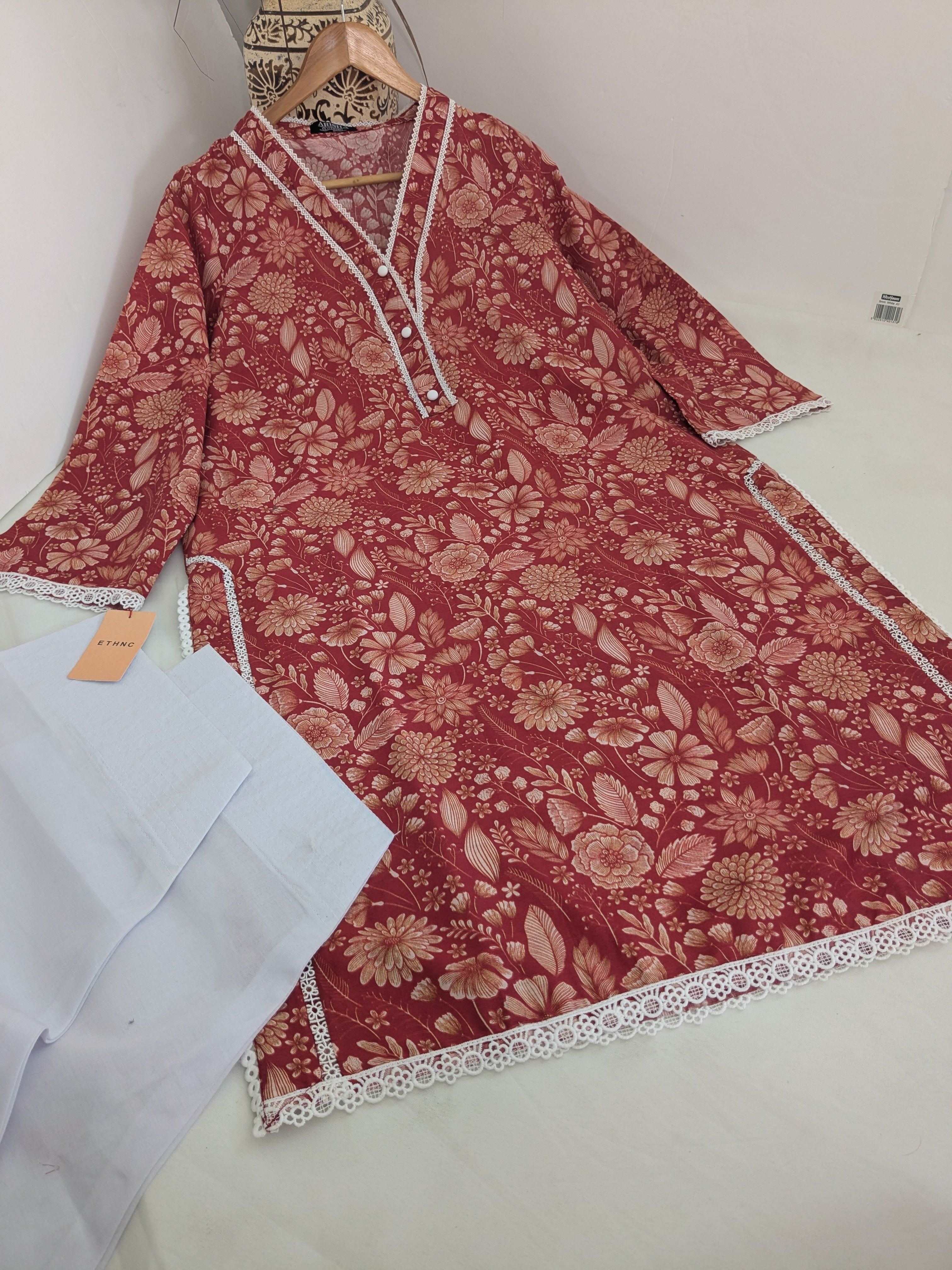 Ethnic Red Farshi 2 Piece Lawn Outfit