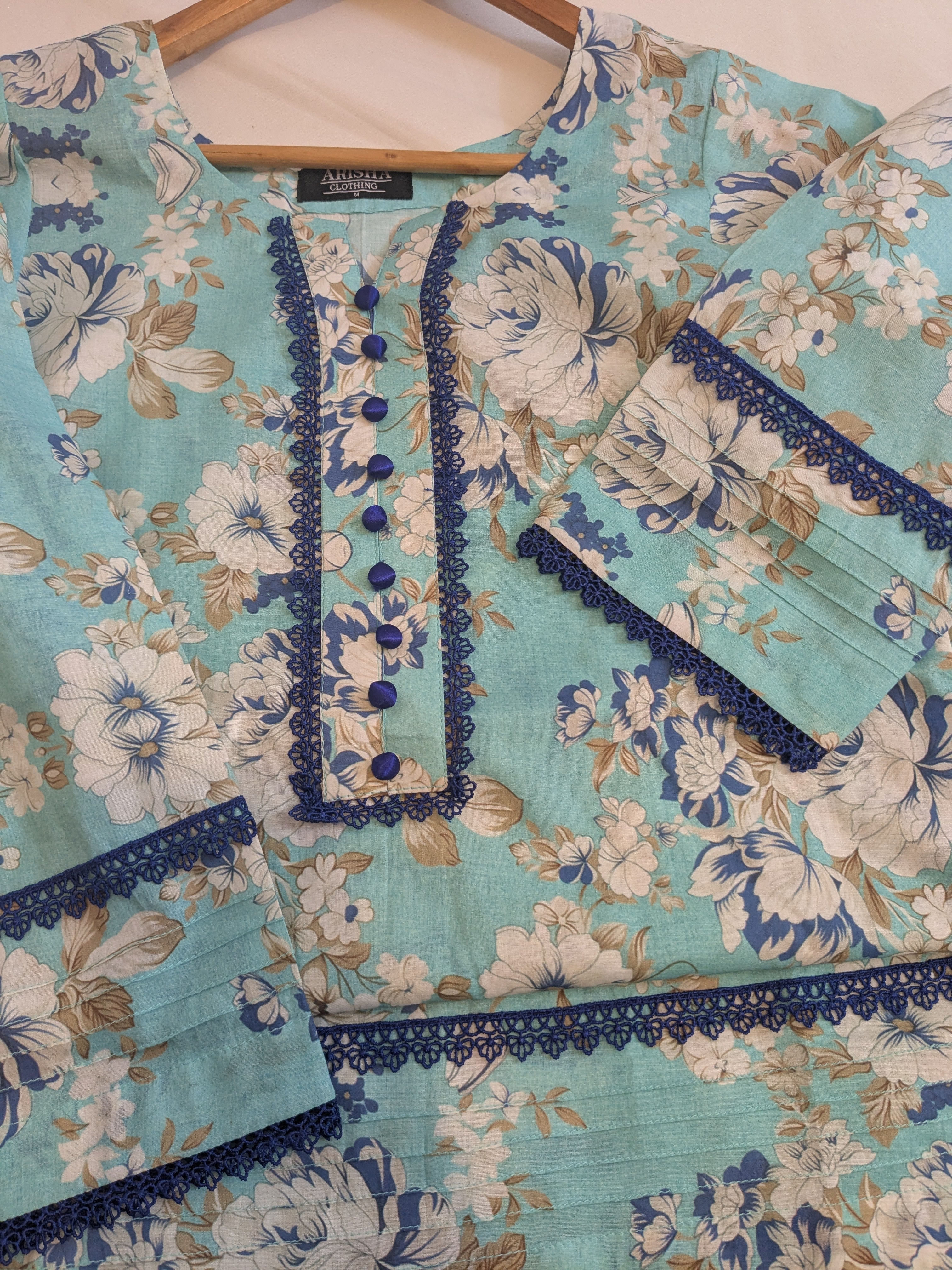 Ethnic Ferozi Floral 2 Piece Lawn Outfit