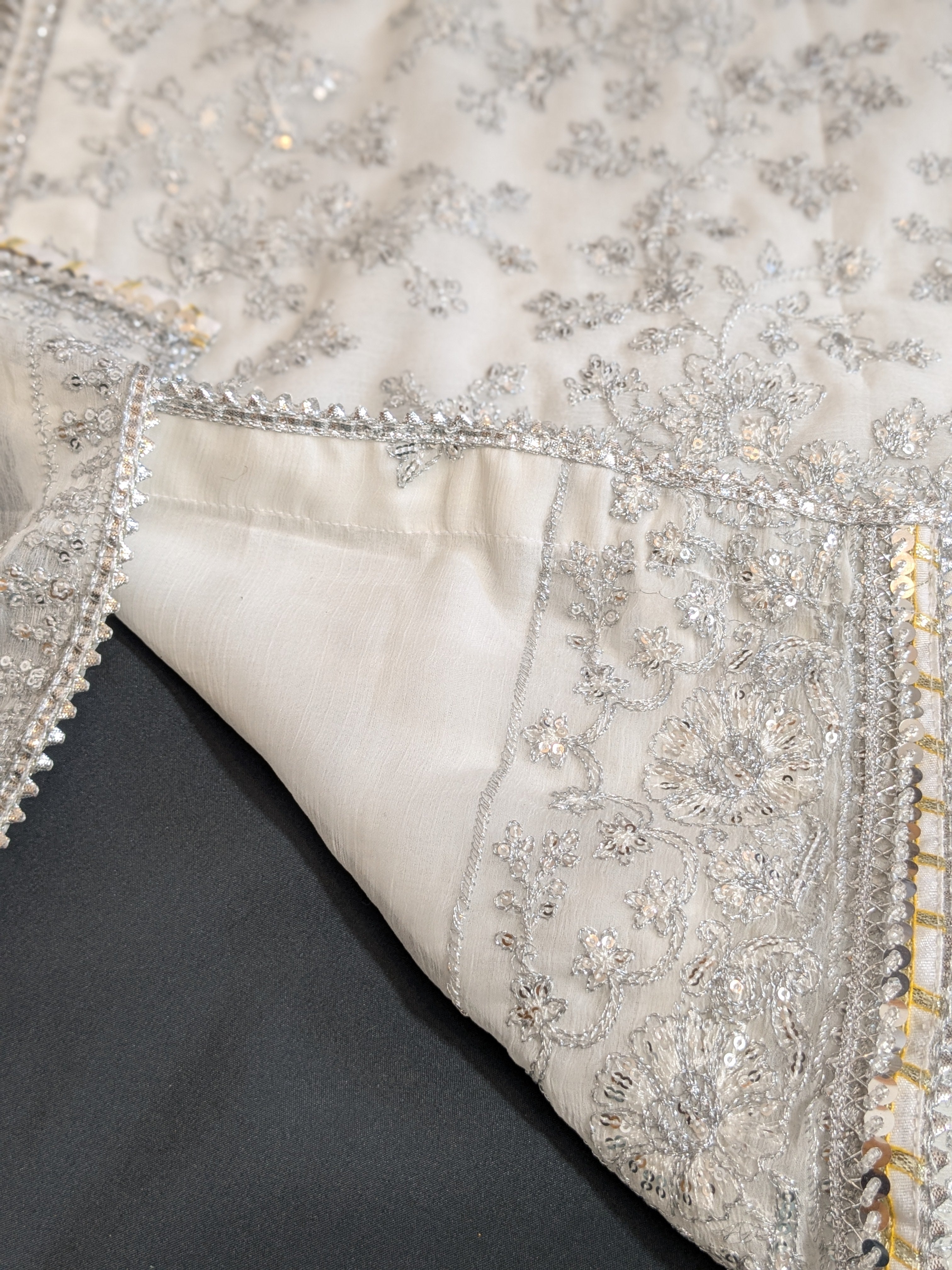 Asim Jofa Pearl White 3 Piece Chiffon Outfit