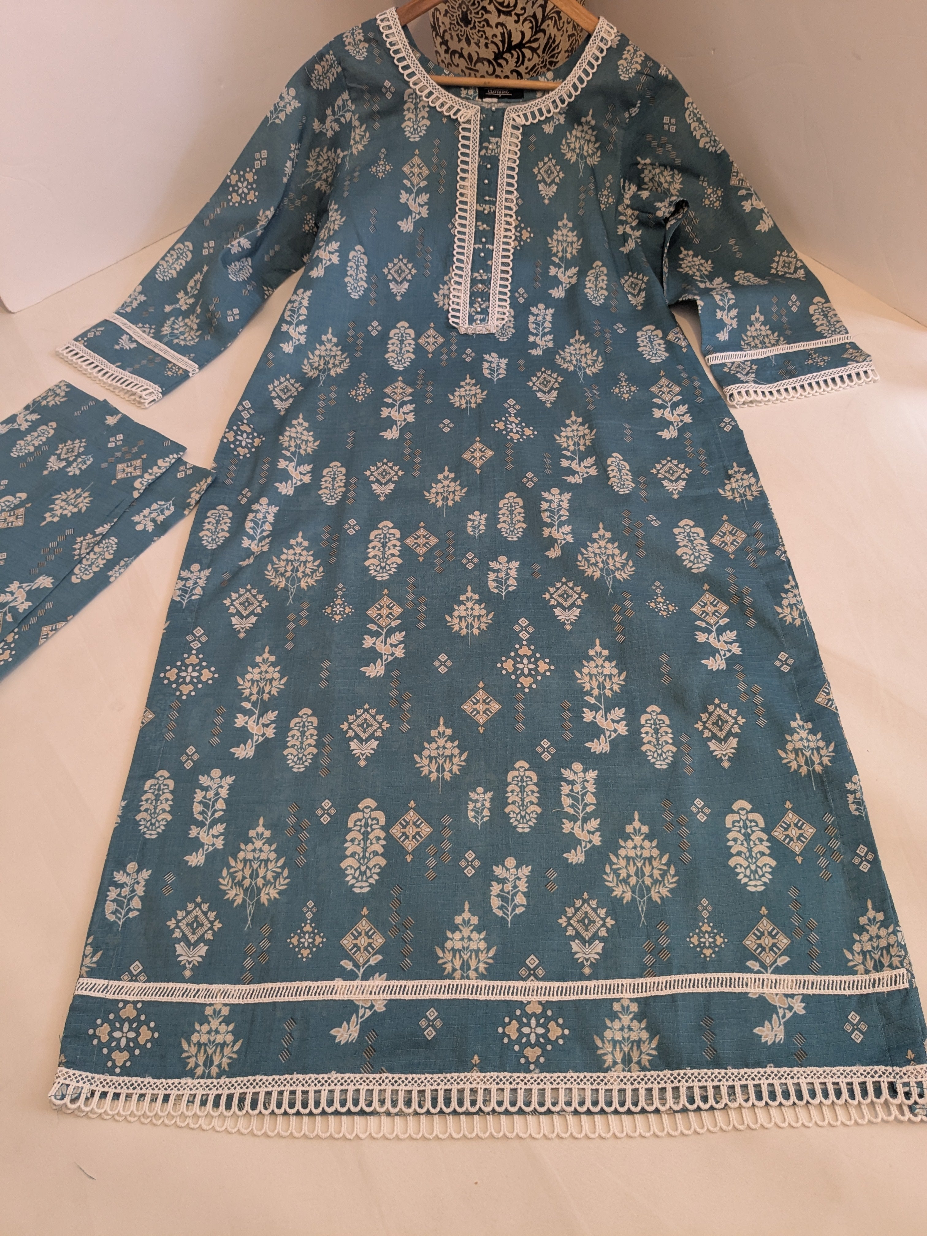Khaadi Teal Blue 2 Piece Lawn Outfit