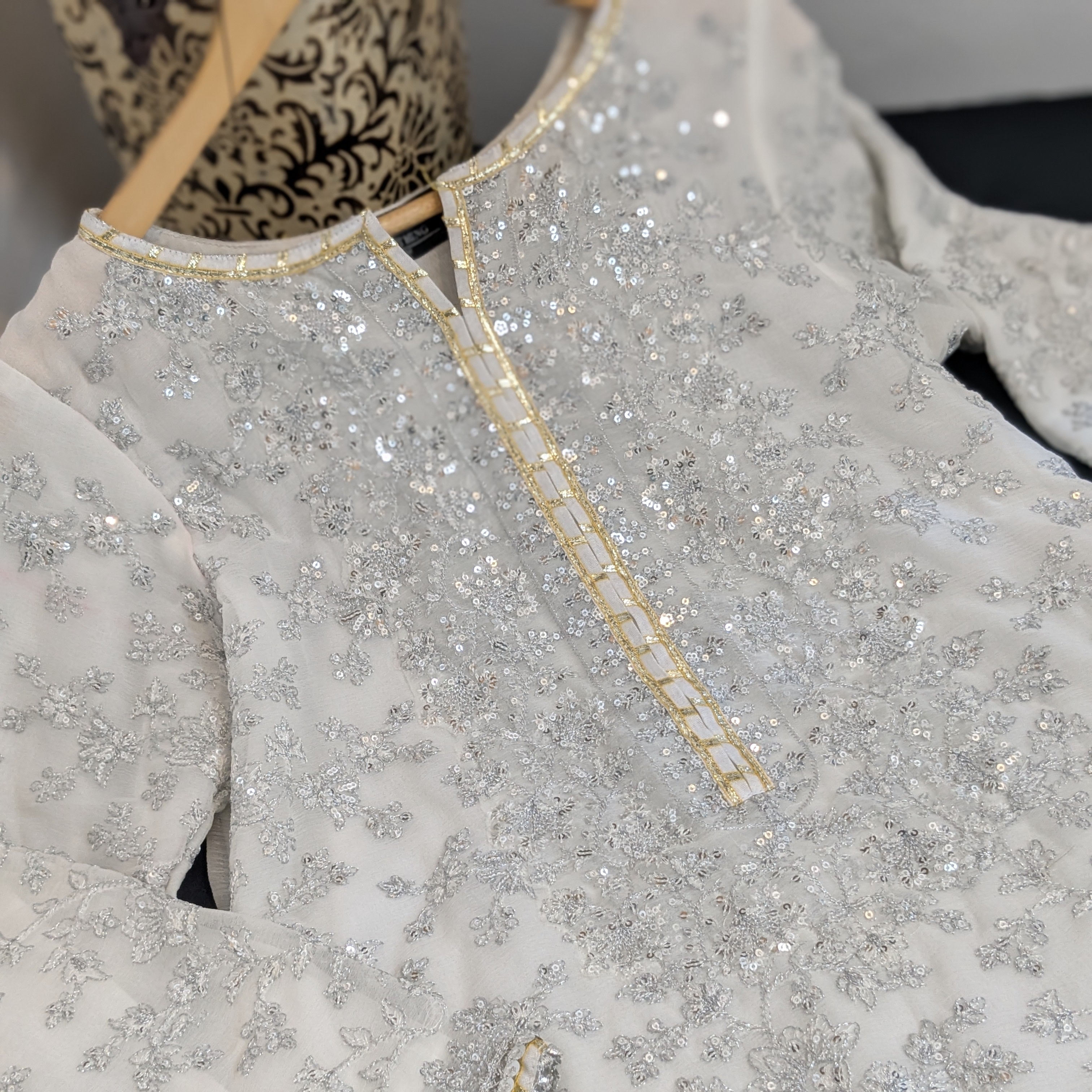 Asim Jofa Pearl White 3 Piece Chiffon Outfit