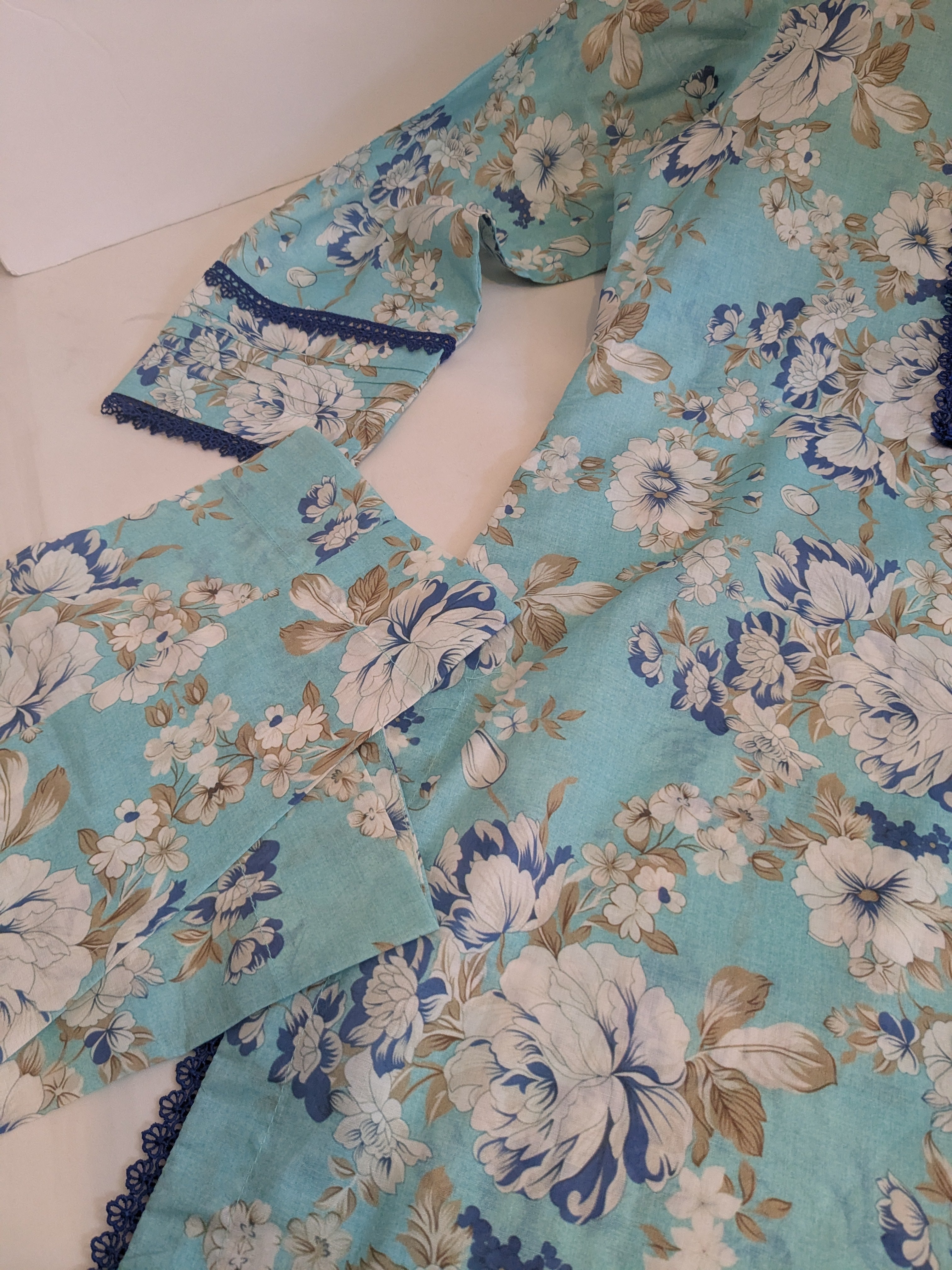 Ethnic Ferozi Floral 2 Piece Lawn Outfit