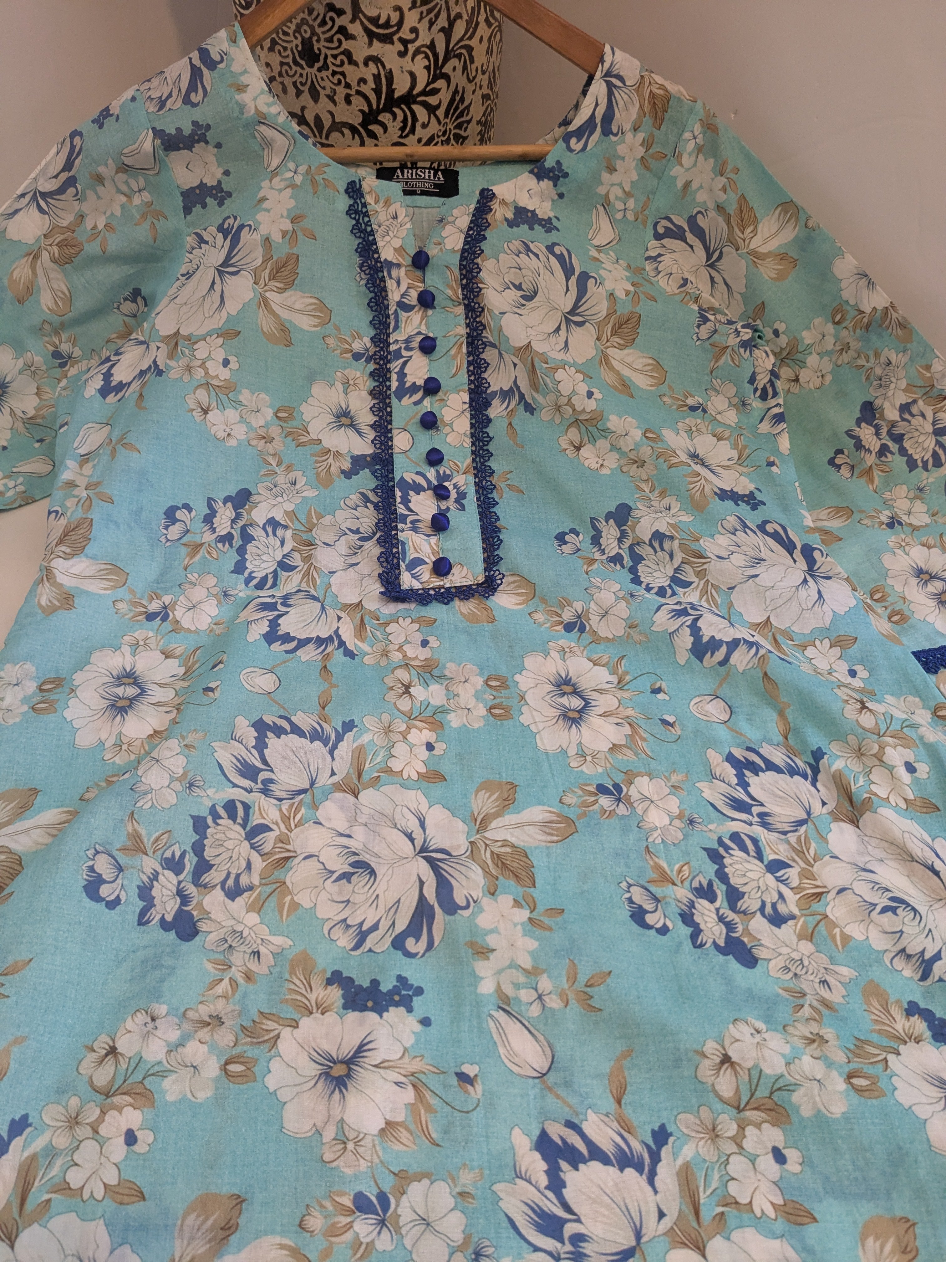 Ethnic Ferozi Floral 2 Piece Lawn Outfit