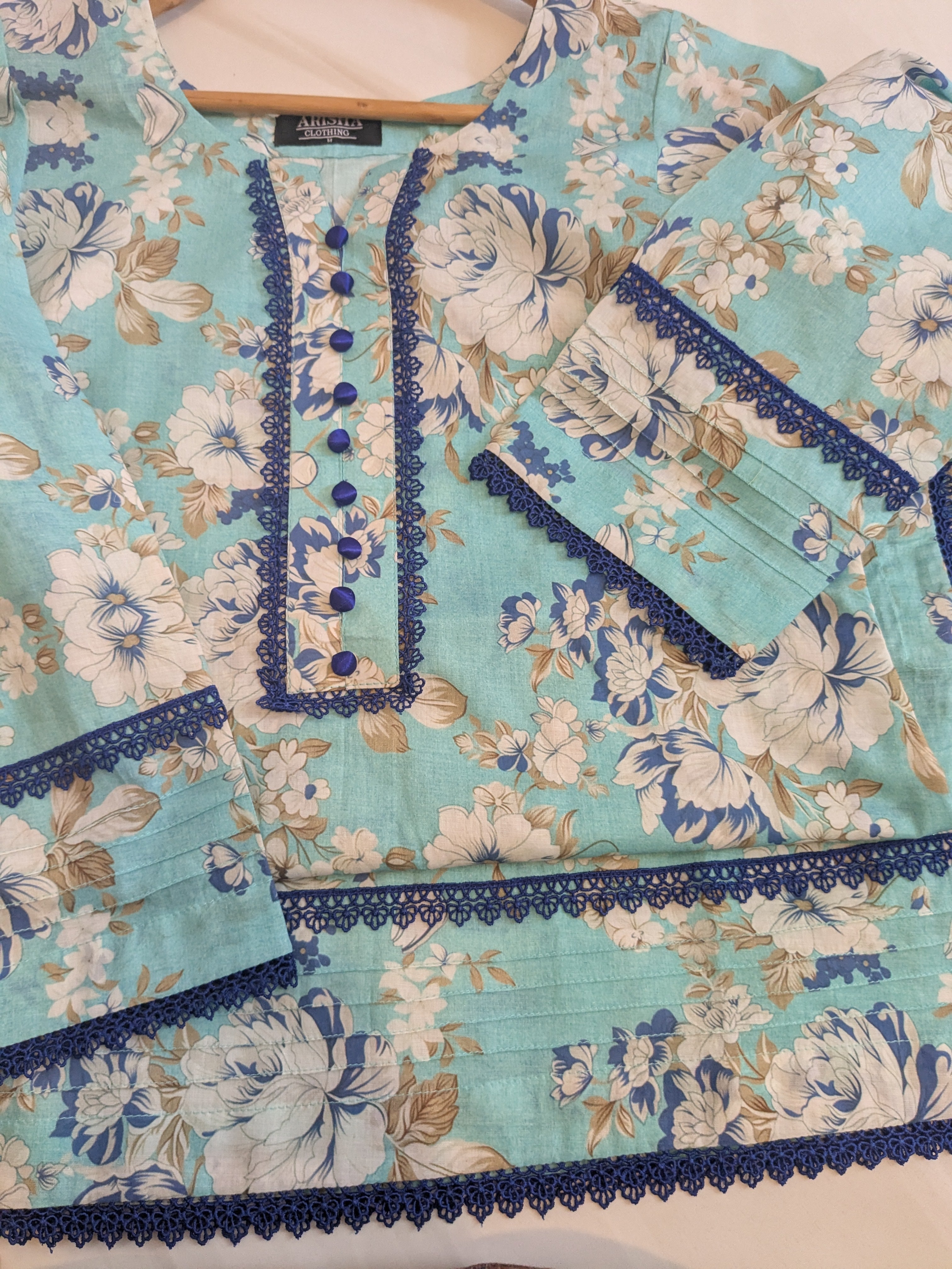 Ethnic Ferozi Floral 2 Piece Lawn Outfit
