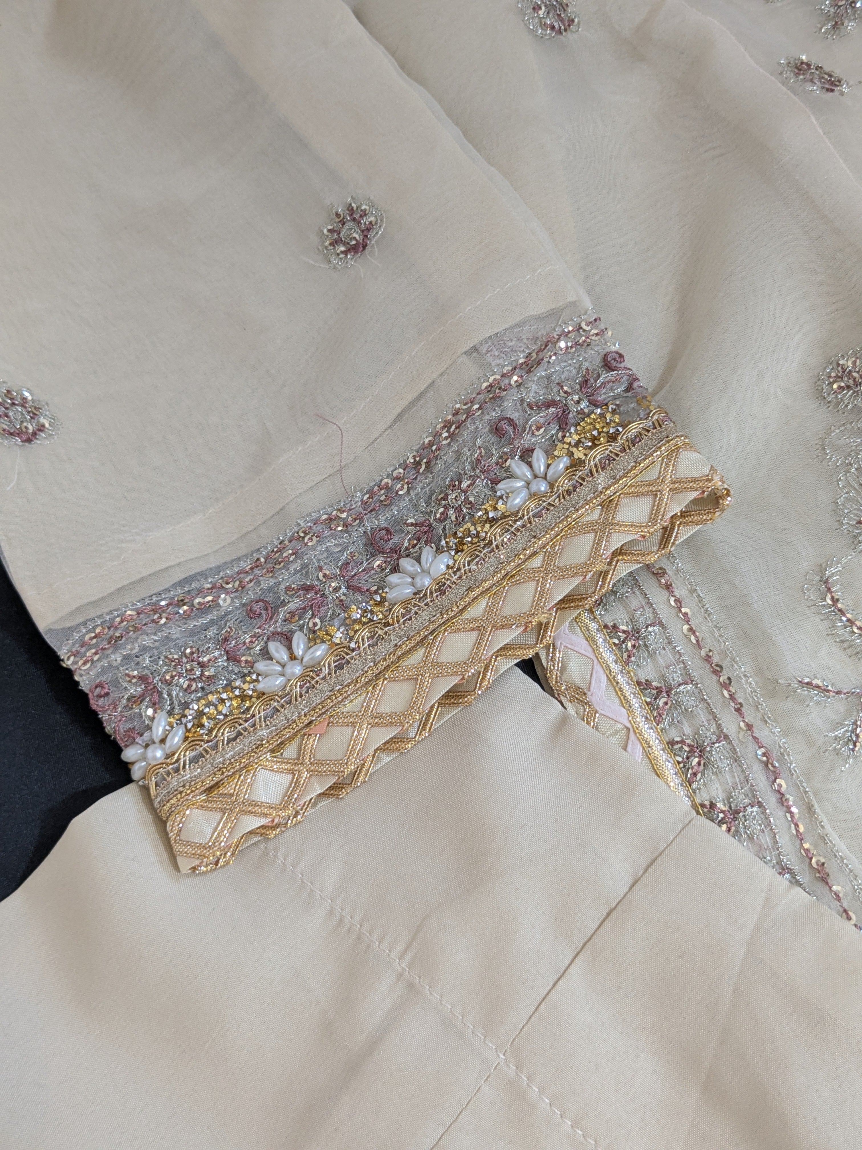 Asim Jofa Beige 3 Piece Organza Outfit
