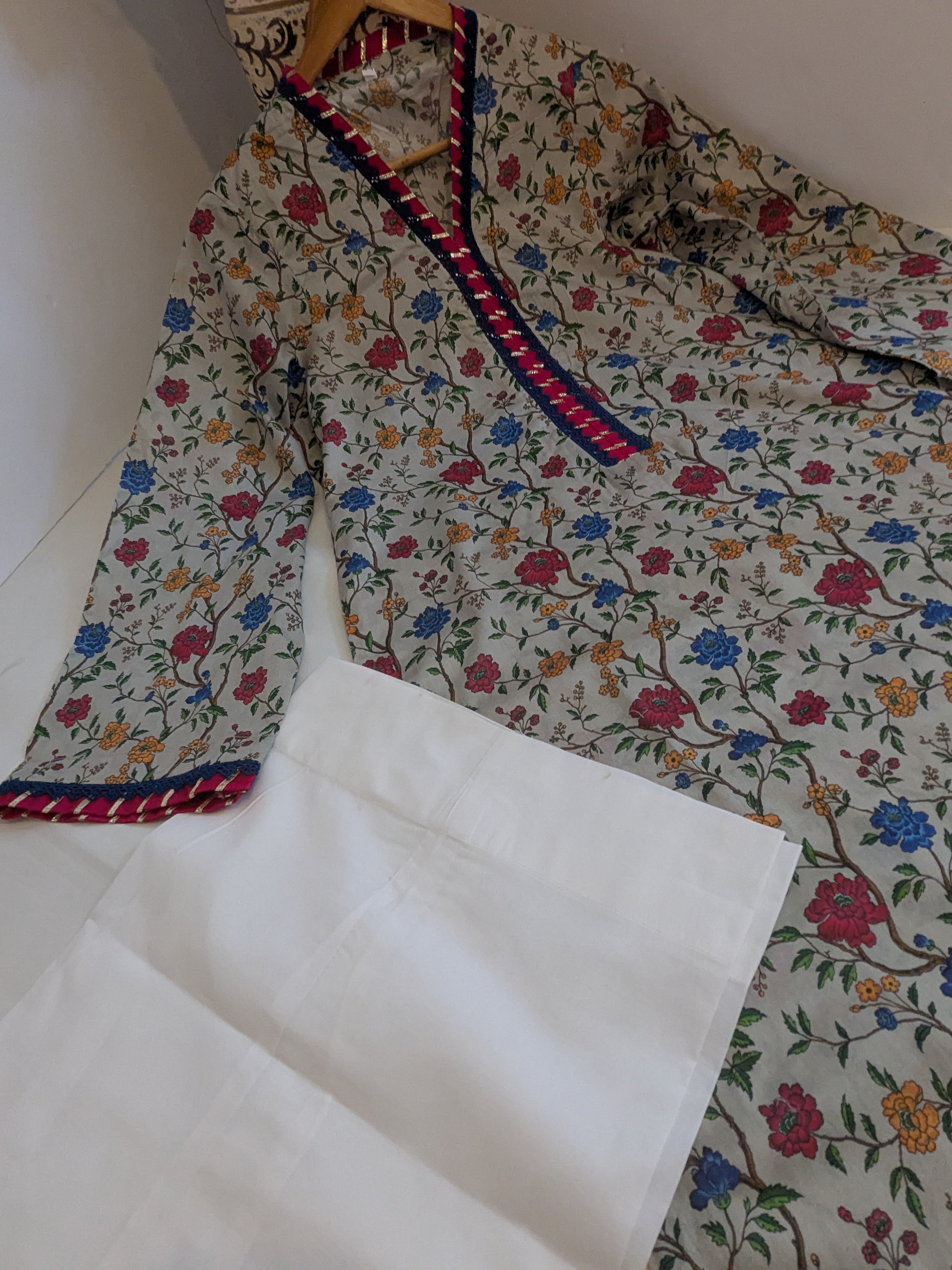 Beige Floral 2 Piece Lawn Outfit