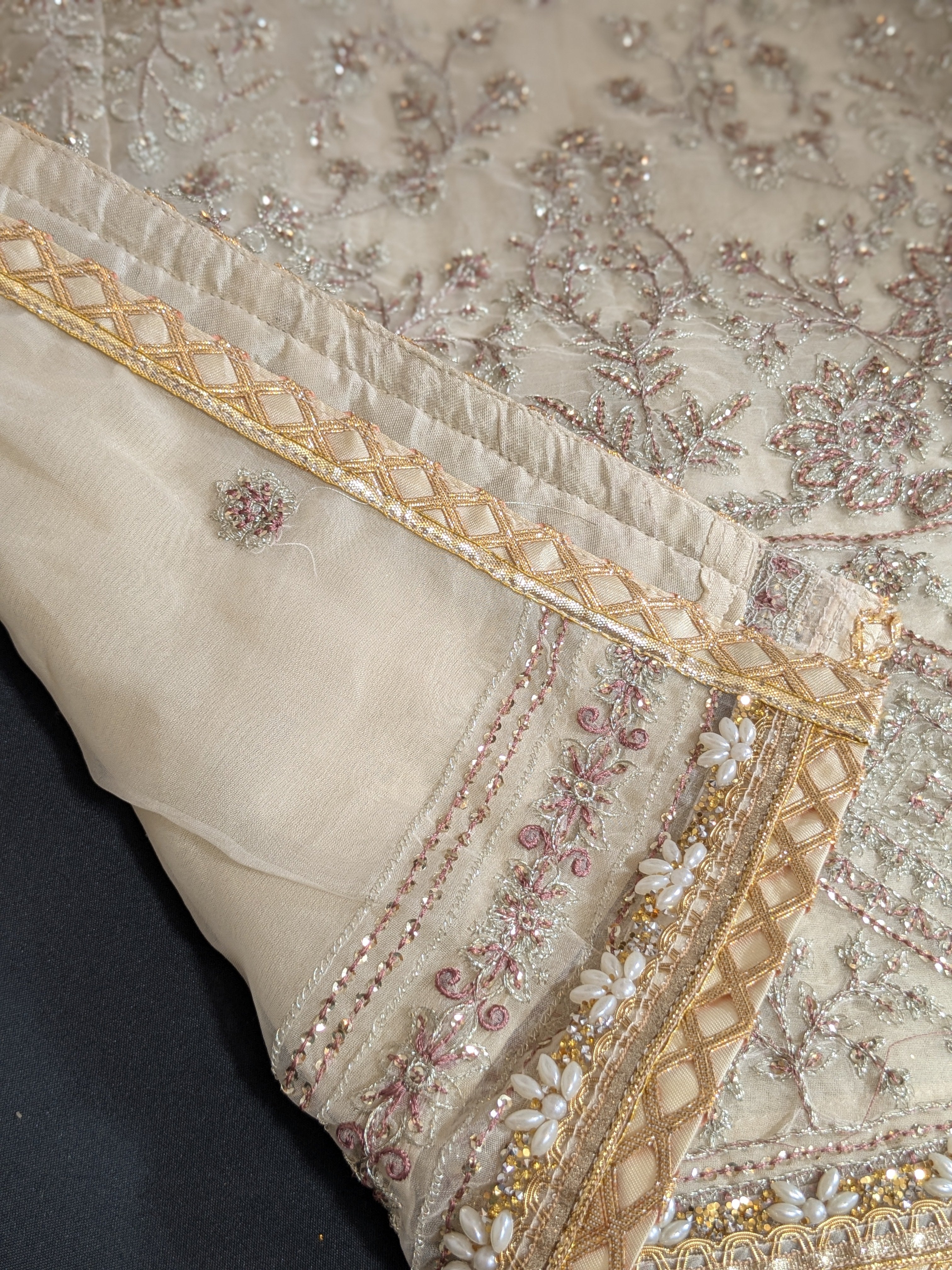 Asim Jofa Beige 3 Piece Organza Outfit
