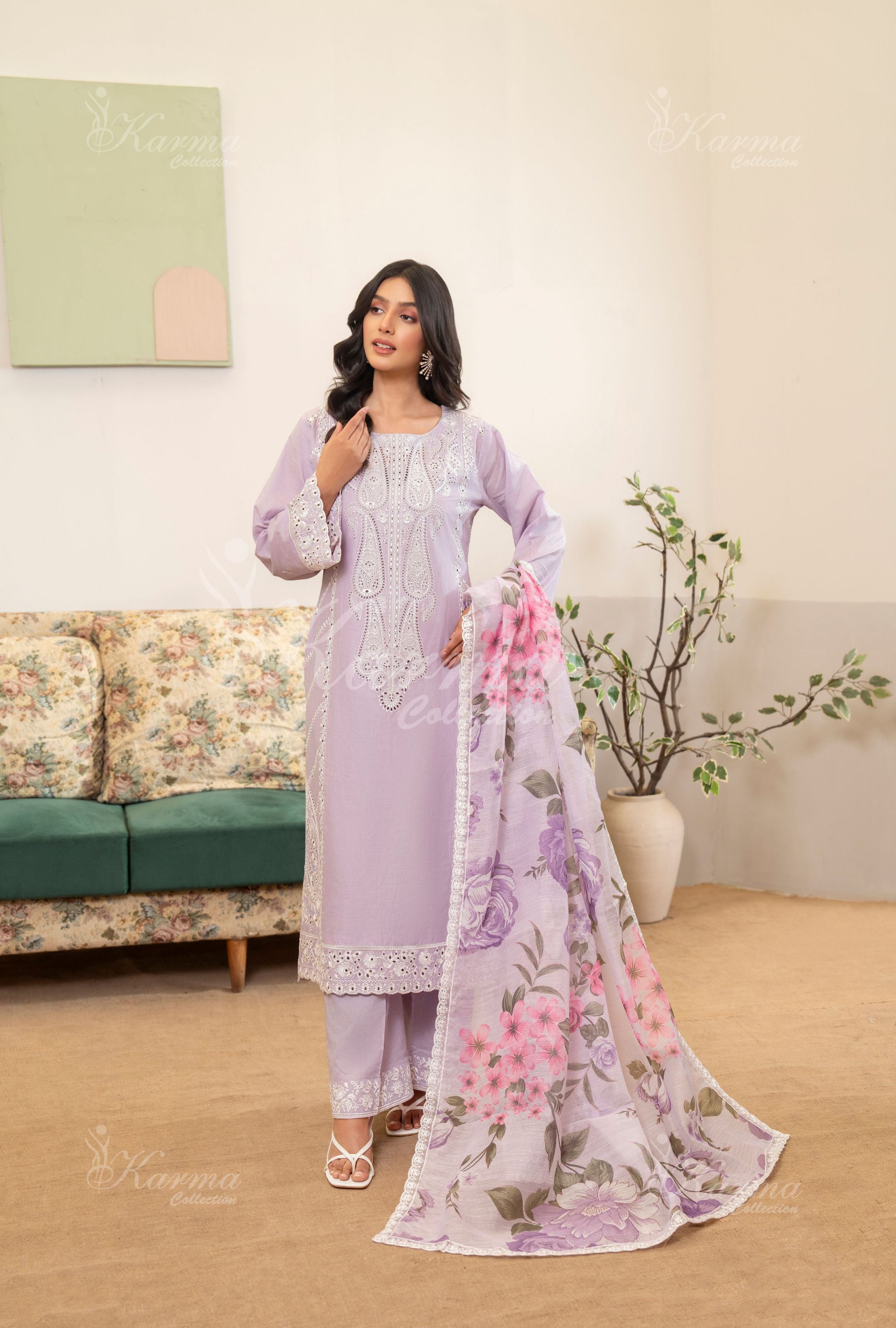 Karma Mauve 3 Piece Lawn Outfit