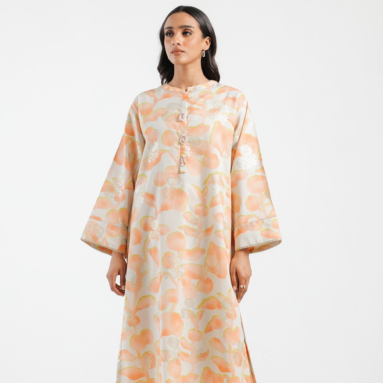 Ethnic Coral 2 Piece Jacquard Outfit