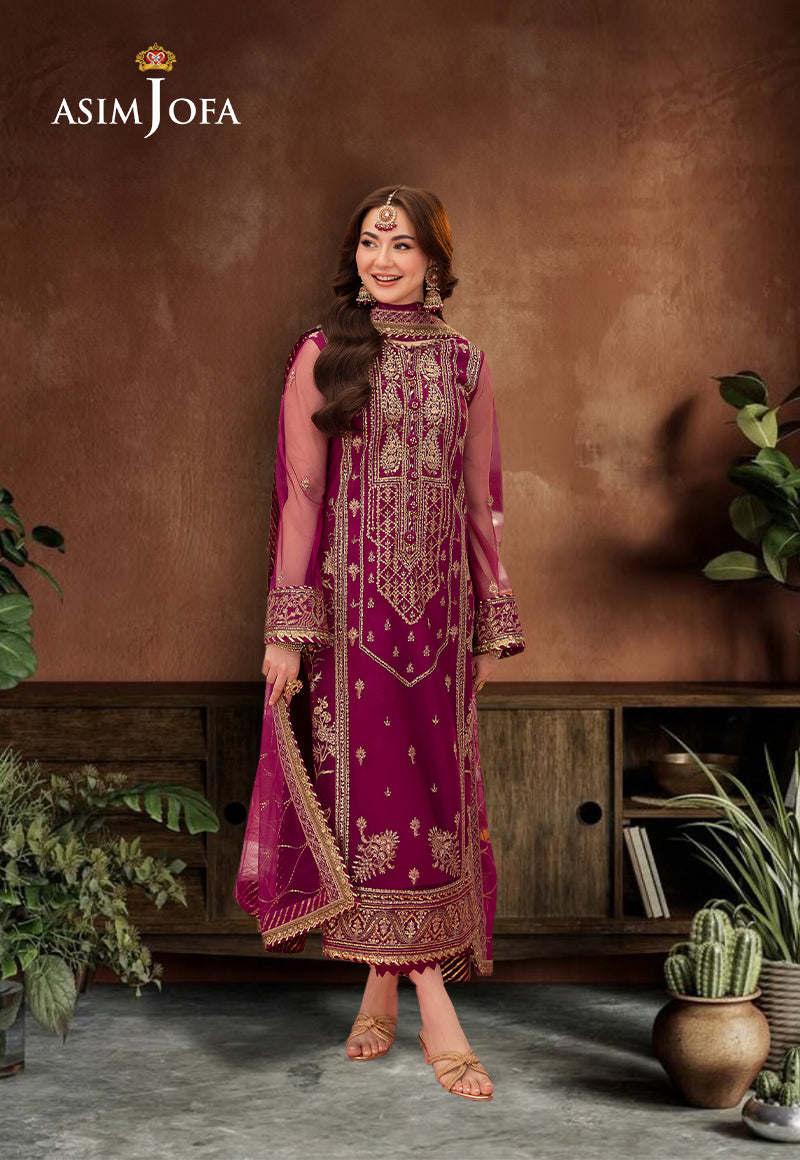 Asim Jofa Purple 3 Piece Net Outfit