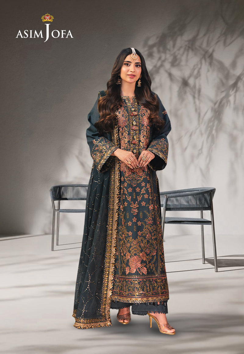 Asim Jofa Green 3 Piece Silk Outfit