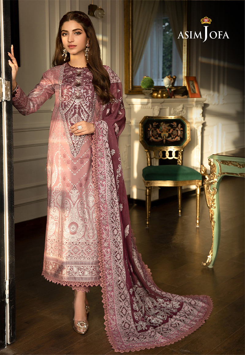 Asim Jofa Pink 3 Piece Cambric Outfit