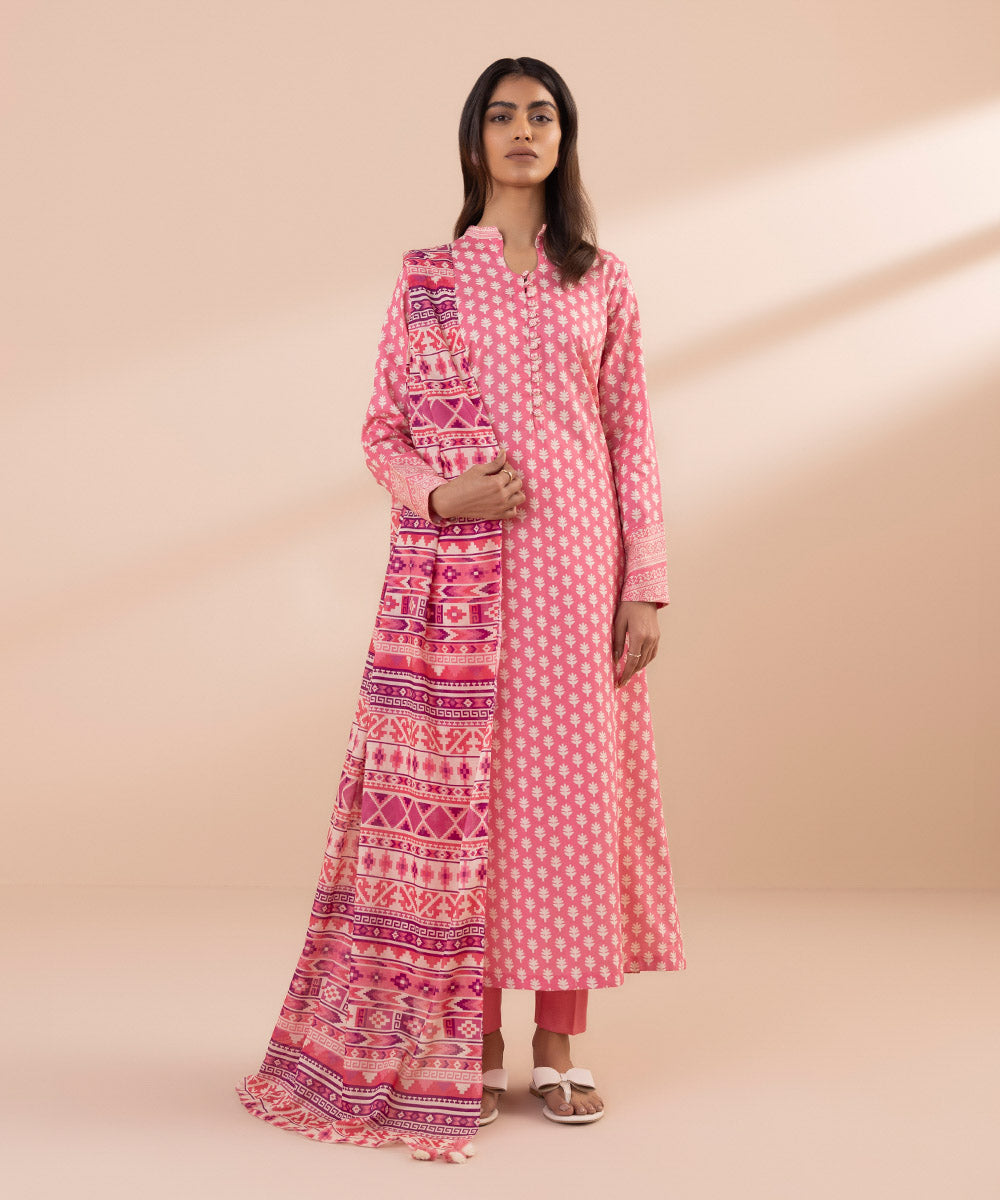 Sapphire Pink 3 Piece Lawn Outfit
