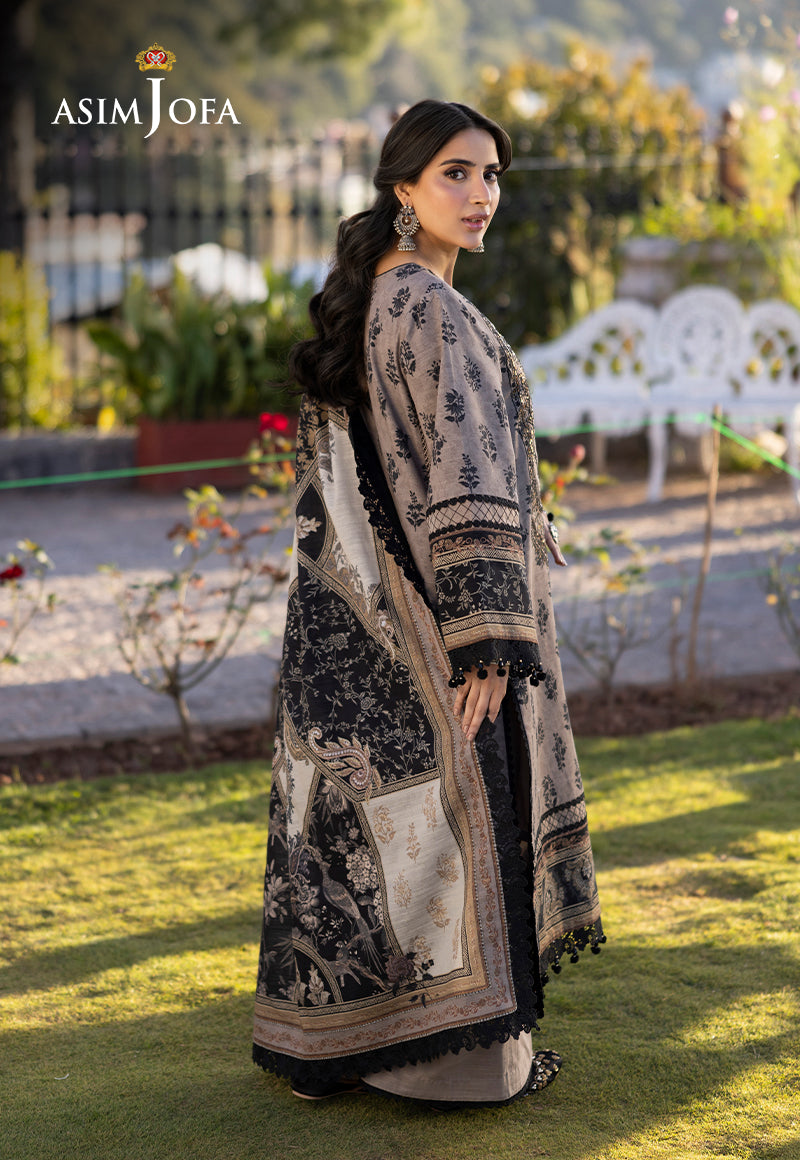 Asim Jofa Beige 3 Piece Khaddar Outfit