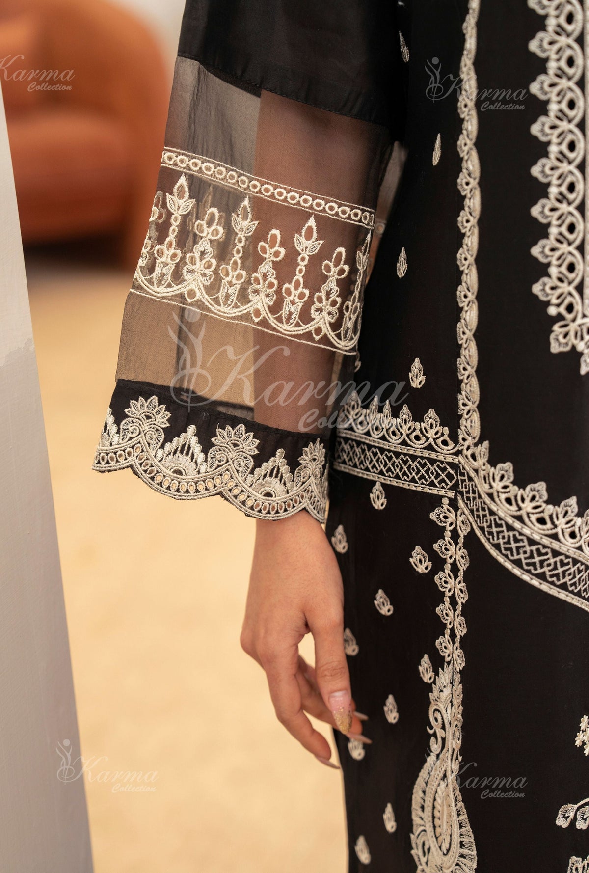 Karma Obsidian Black 3 Piece Lawn Outfit