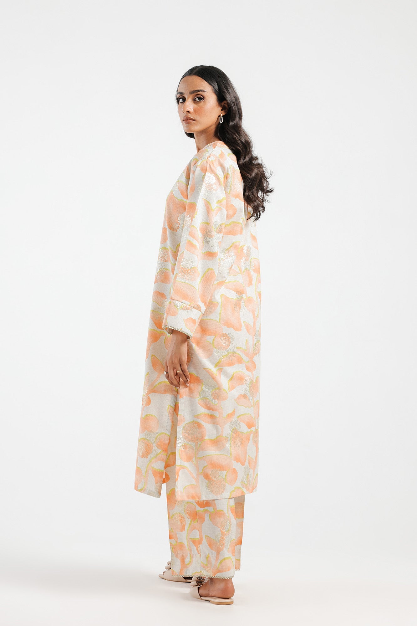 Ethnic Coral 2 Piece Jacquard Outfit
