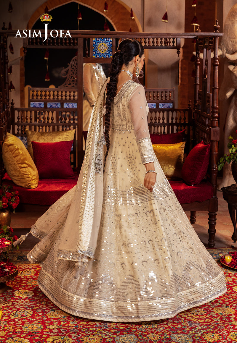 Asim Jofa White 3 Piece Chiffon Anarkali Outfit