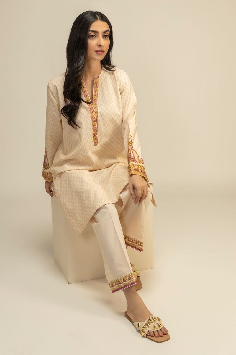 Khaadi Cream 2 Piece Lawn Outfit