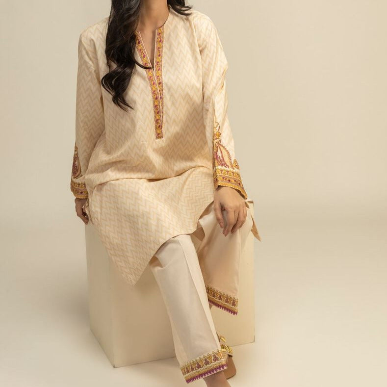 Khaadi Cream 2 Piece Lawn Outfit
