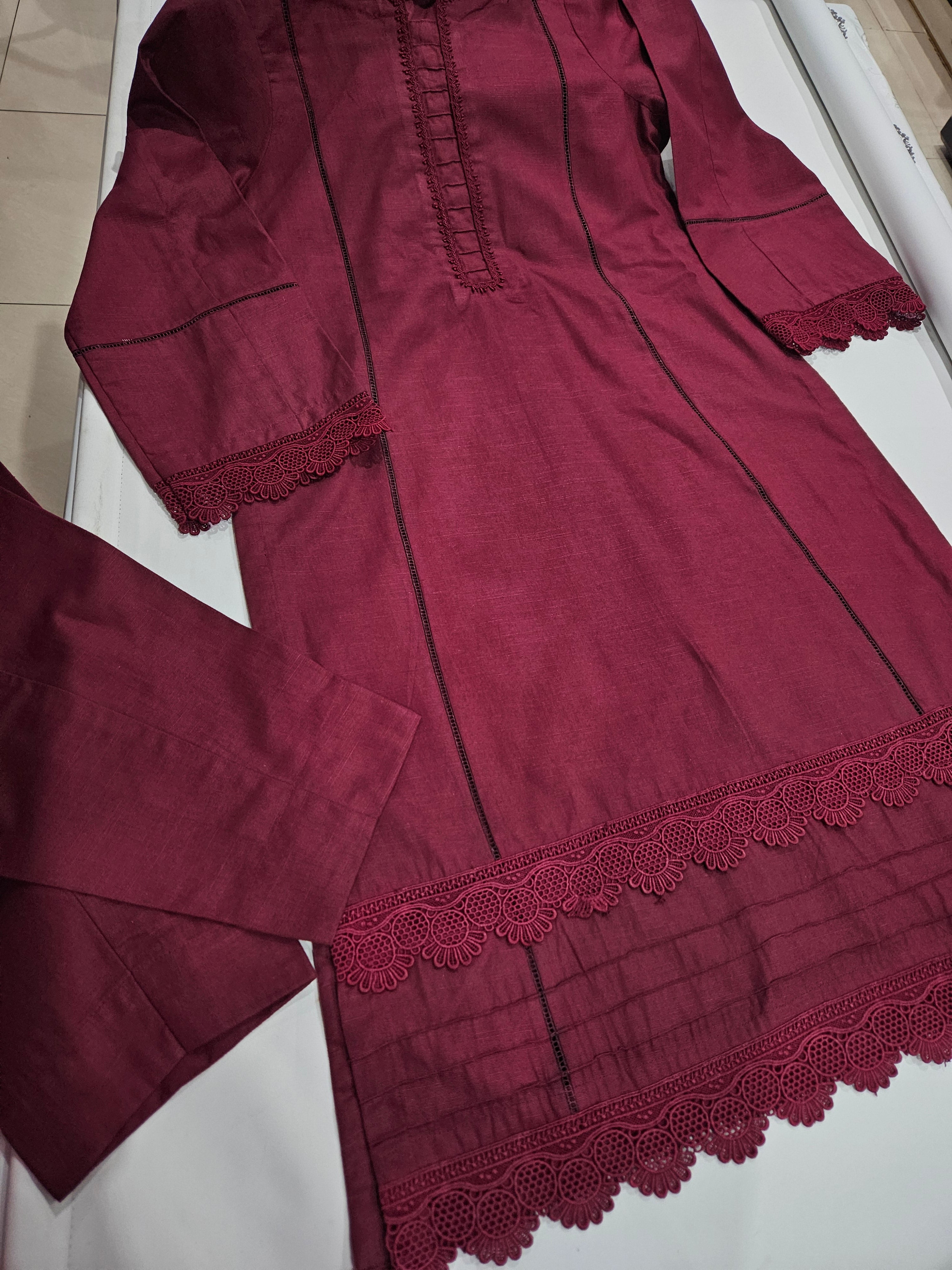 Maroon 2 Piece Khaddar Outfit