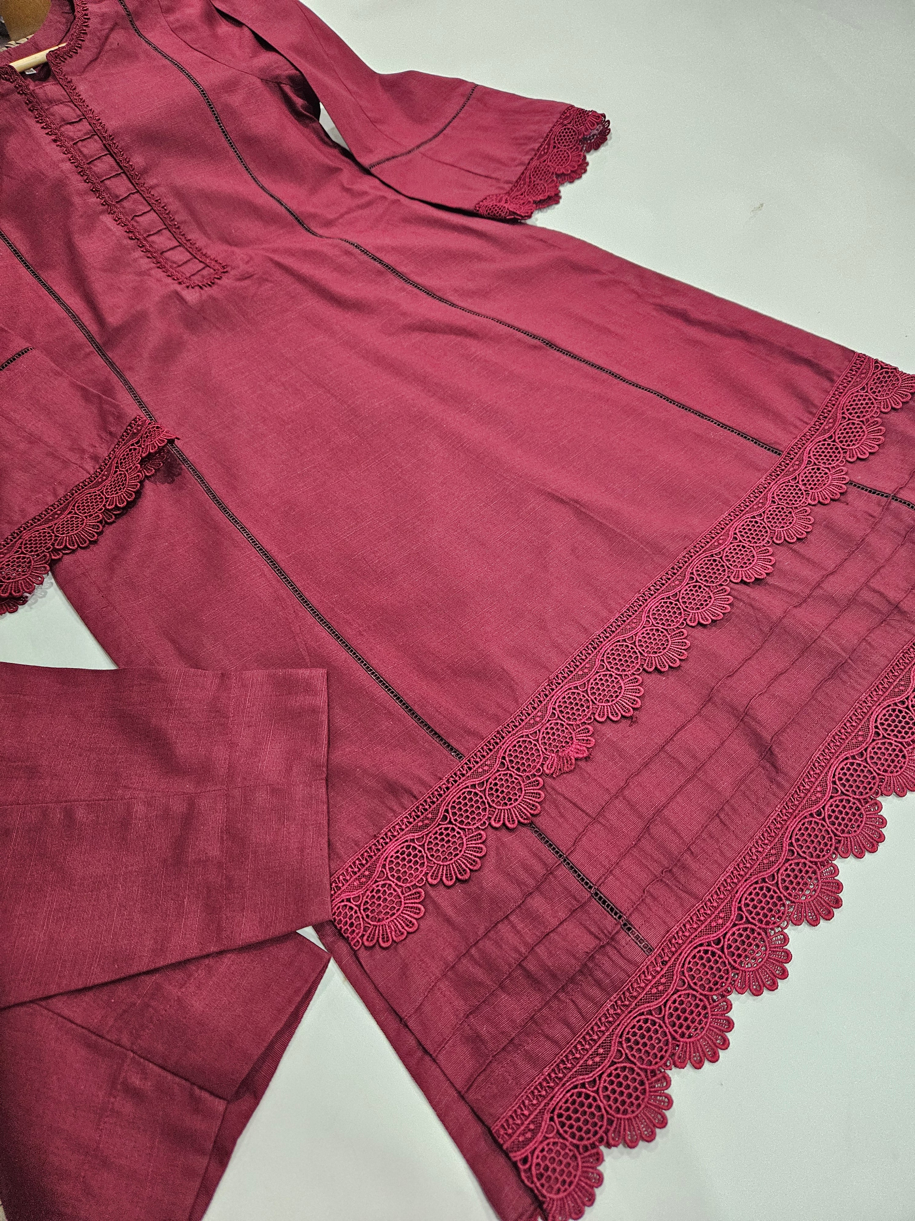 Maroon 2 Piece Khaddar Outfit