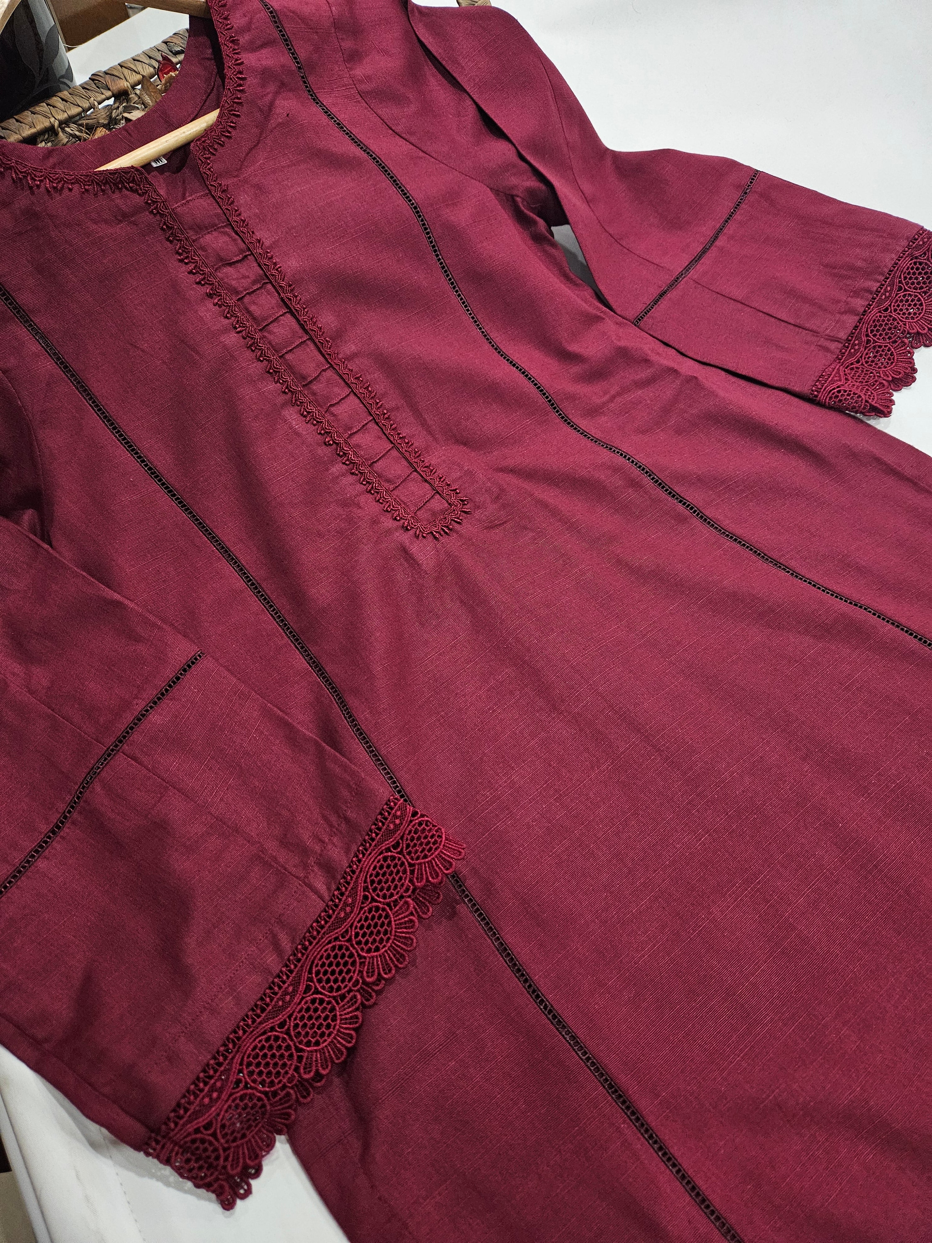 Maroon 2 Piece Khaddar Outfit