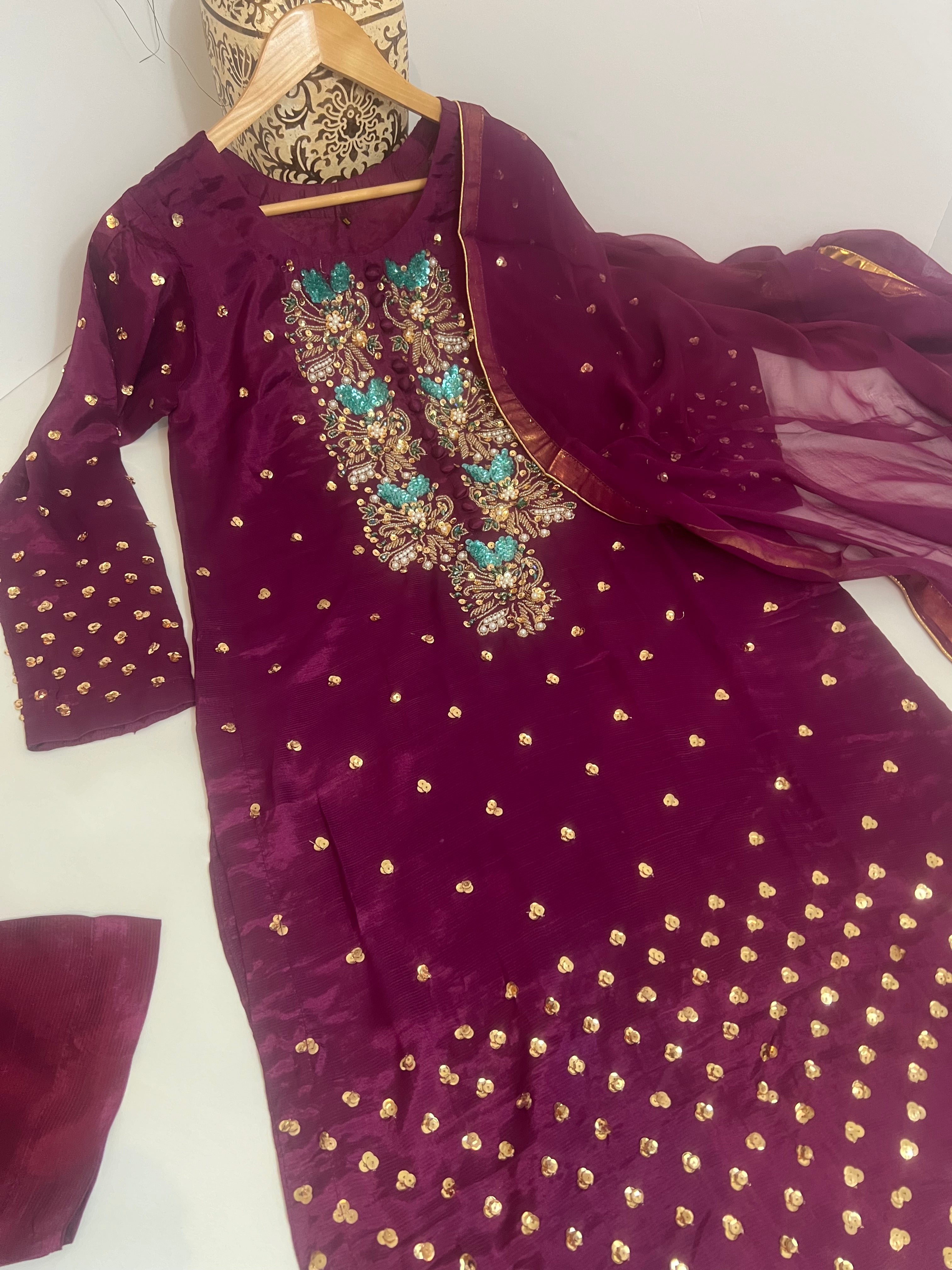 Magenta 3 Piece Viscose Outfit